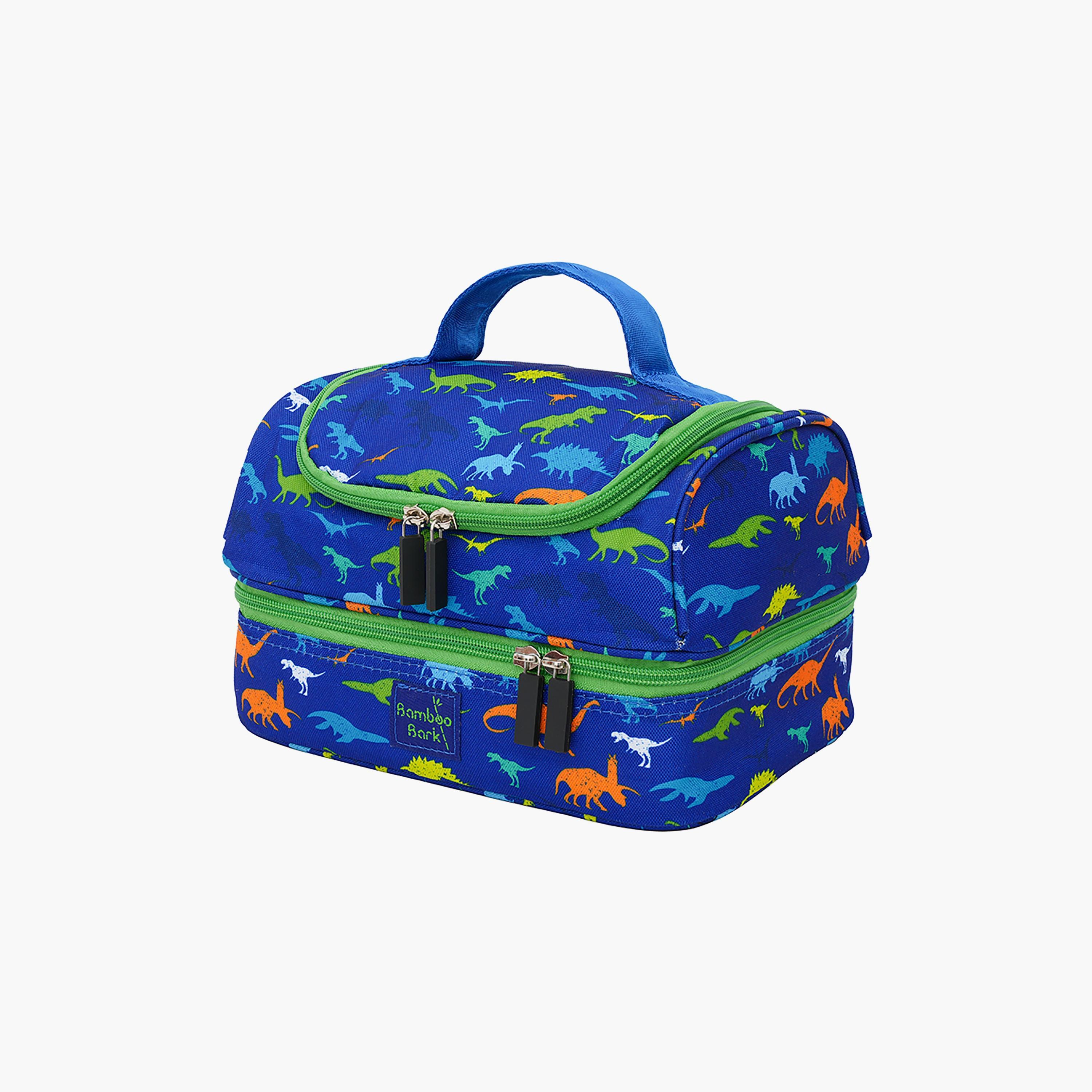 Bamboo Bark Dino Printed Lunch Bag - Blue-school-lunchessentials-lunchbags-image-1