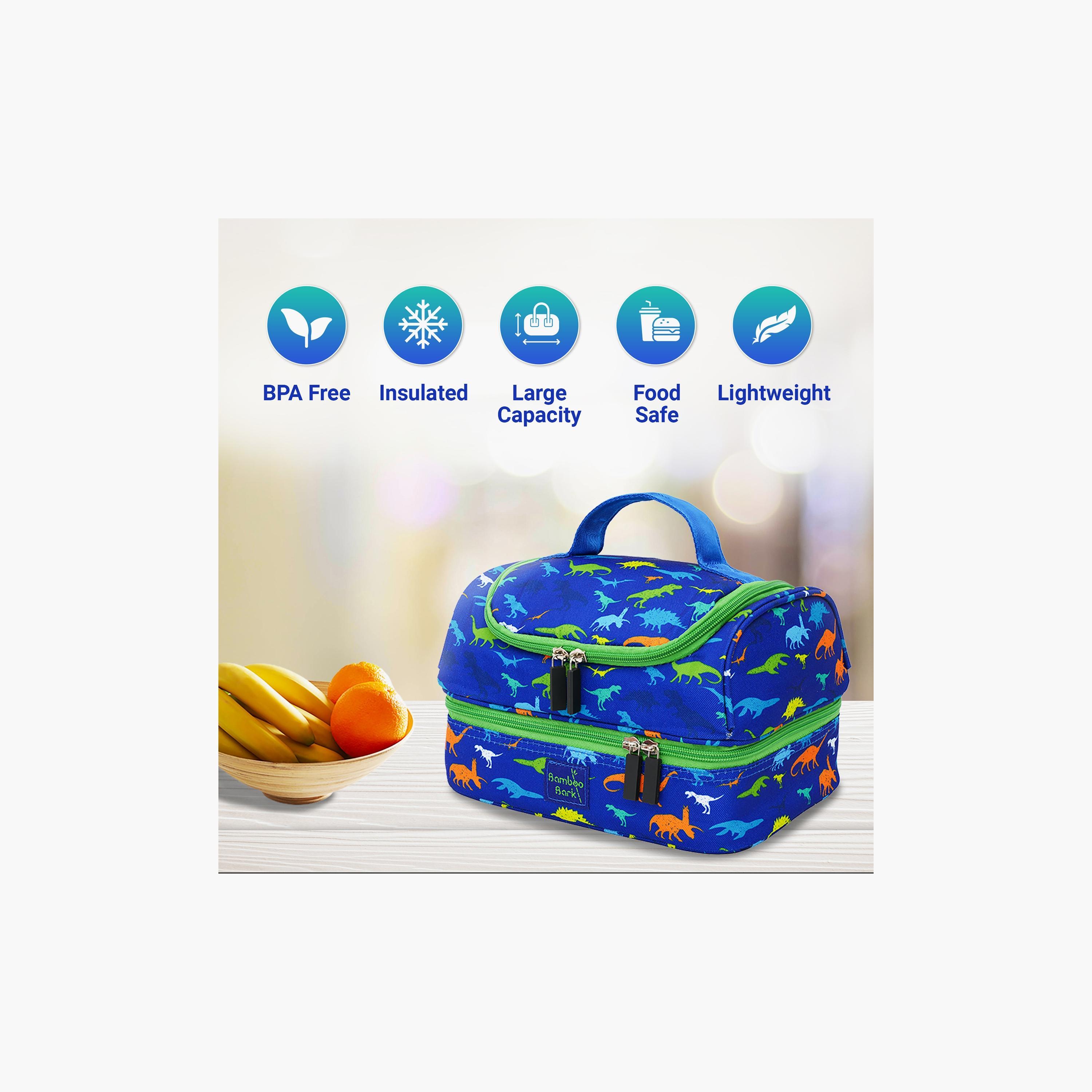 Bamboo Bark Dino Printed Lunch Bag - Blue-school-lunchessentials-lunchbags-image-3
