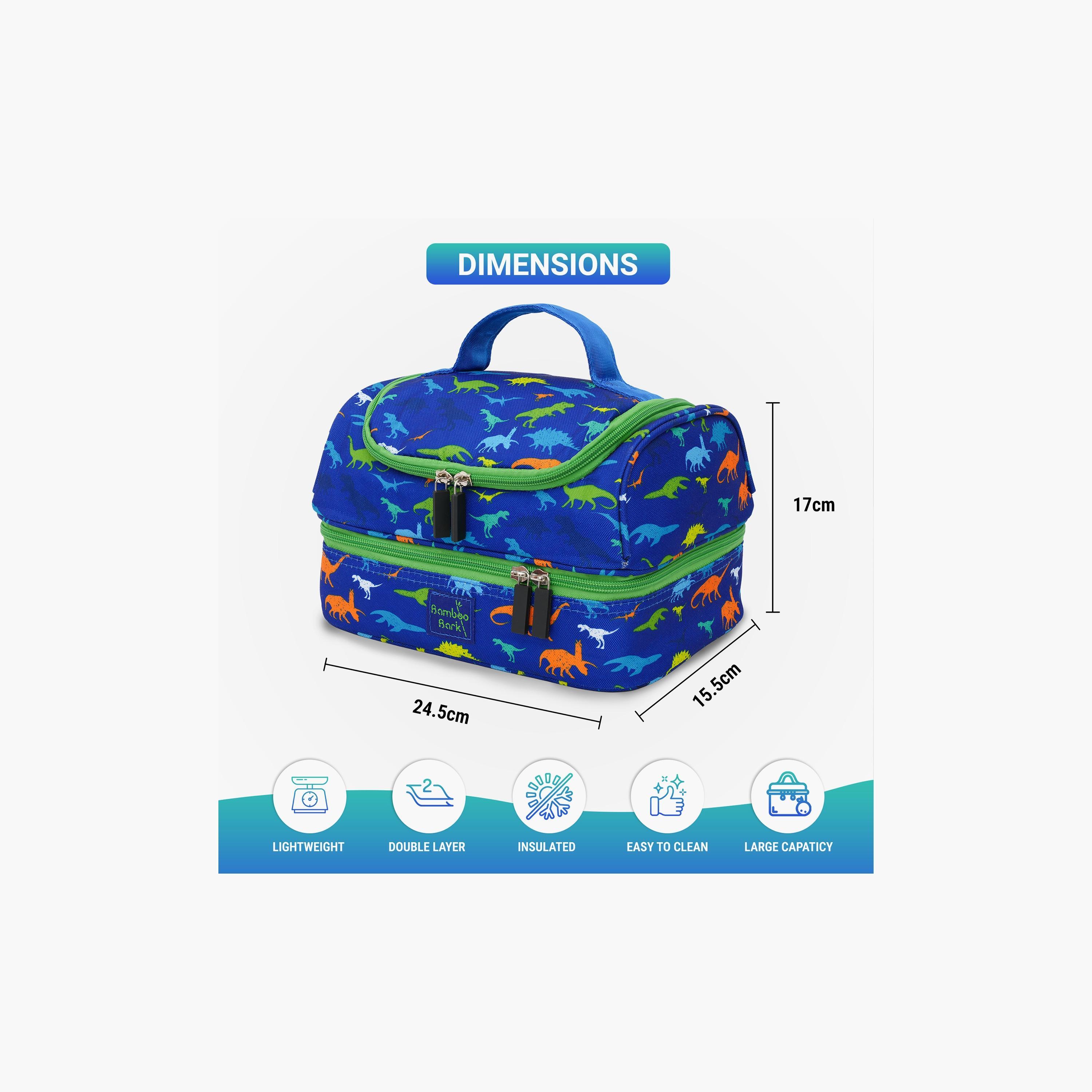 Bamboo Bark Dino Printed Lunch Bag - Blue-school-lunchessentials-lunchbags-image-5
