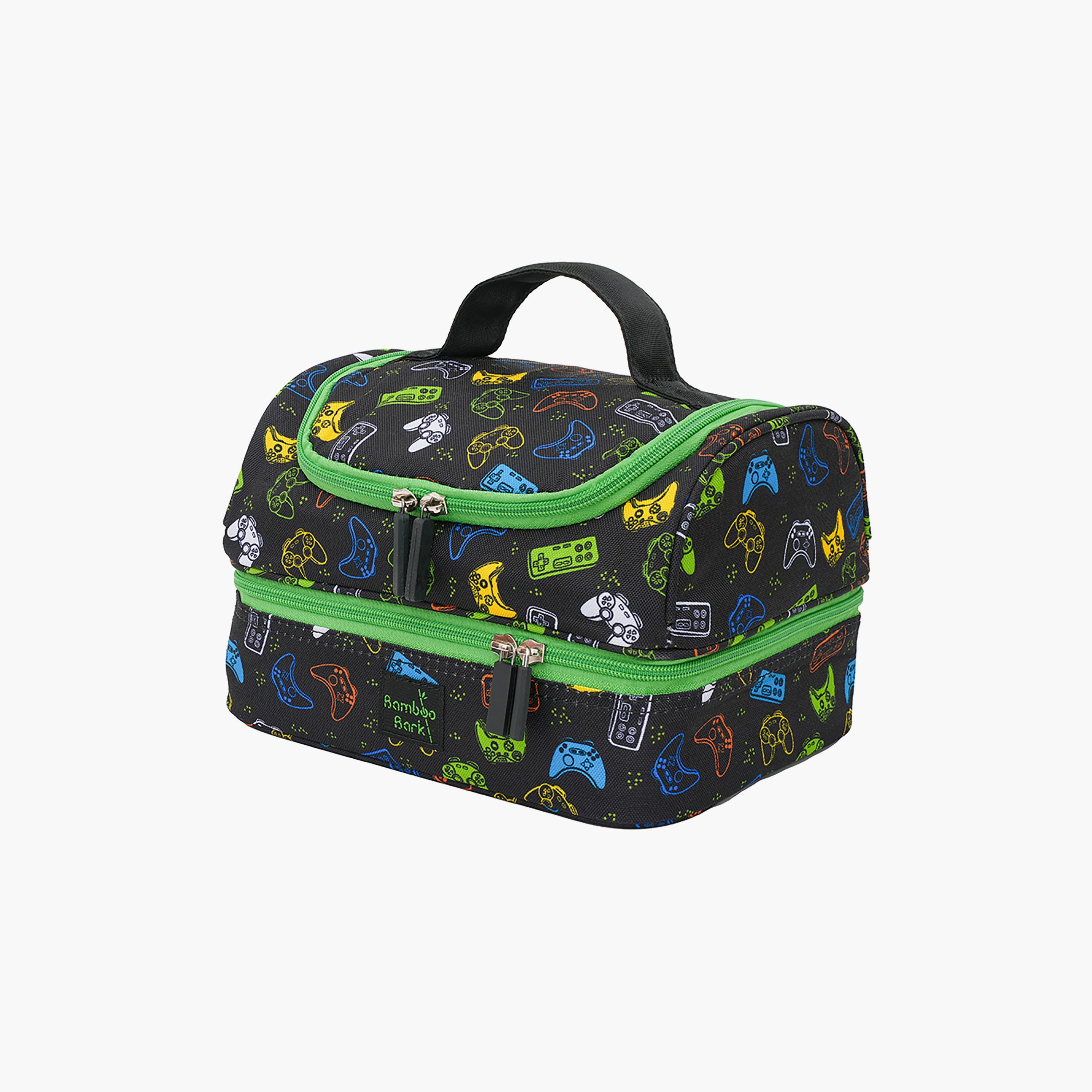 Bamboo Bark Gaming Printed Lunch Bag - Black-school-lunchessentials-lunchbags-image-1