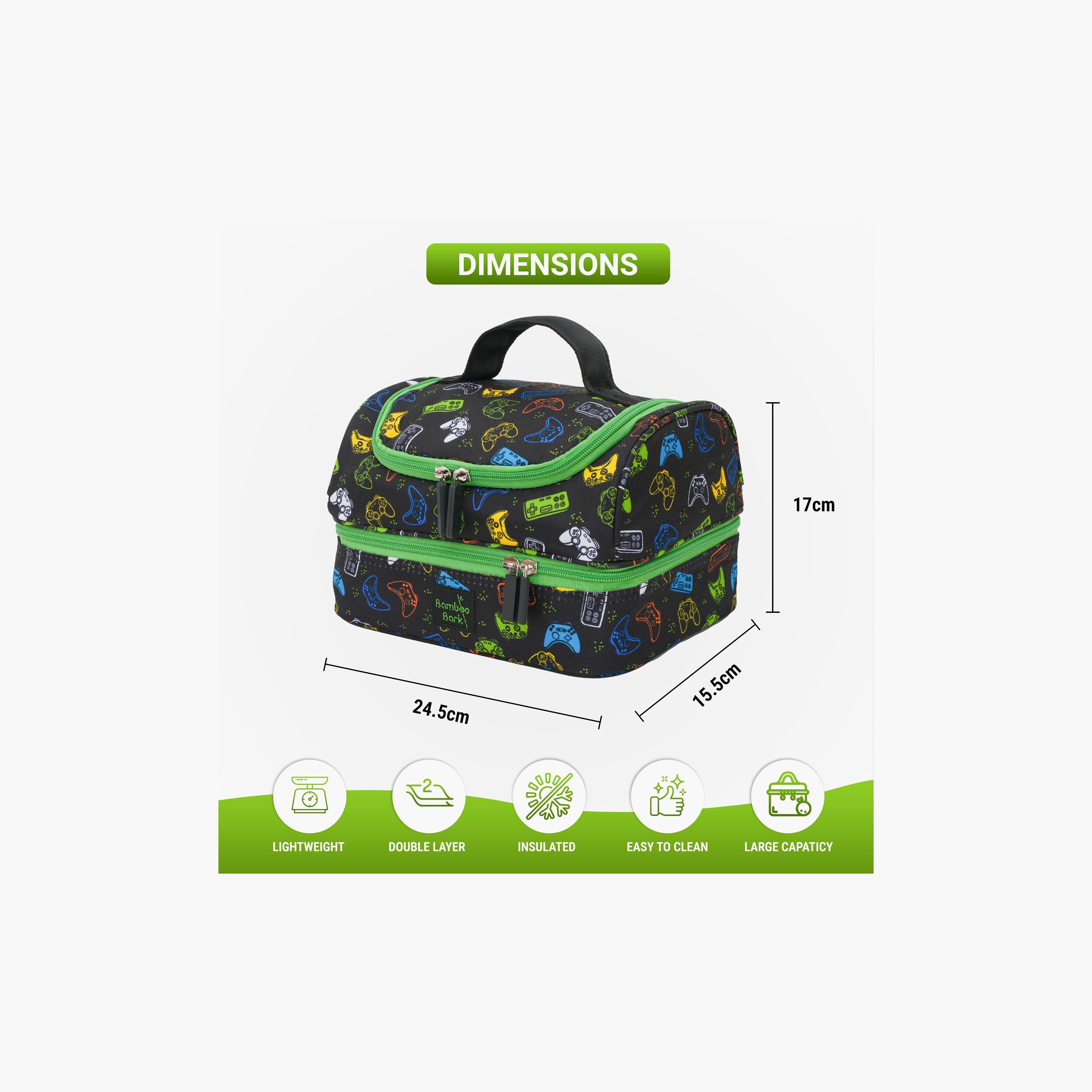 Bamboo Bark Gaming Printed Lunch Bag - Black-school-lunchessentials-lunchbags-image-2