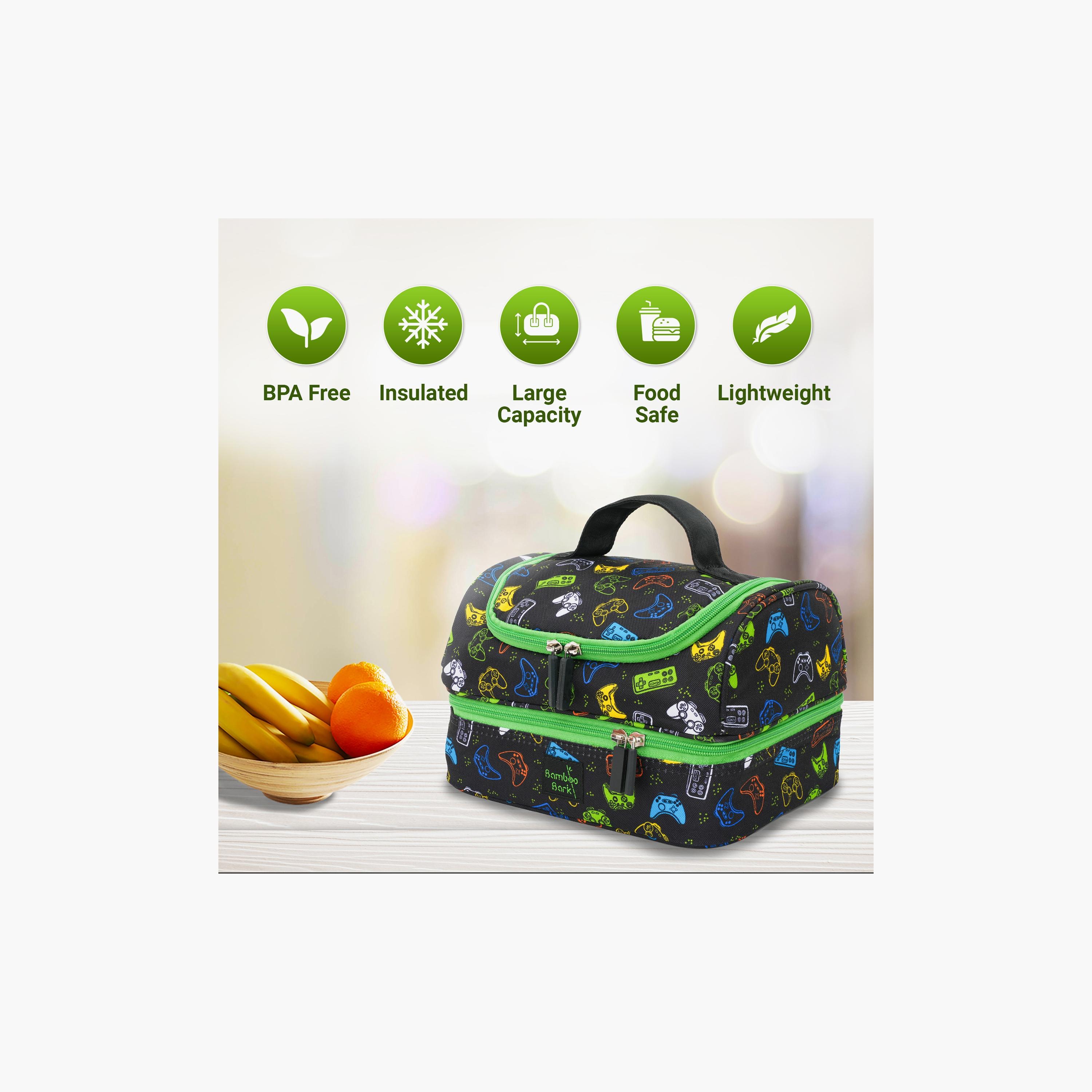 Bamboo Bark Gaming Printed Lunch Bag - Black-school-lunchessentials-lunchbags-image-3