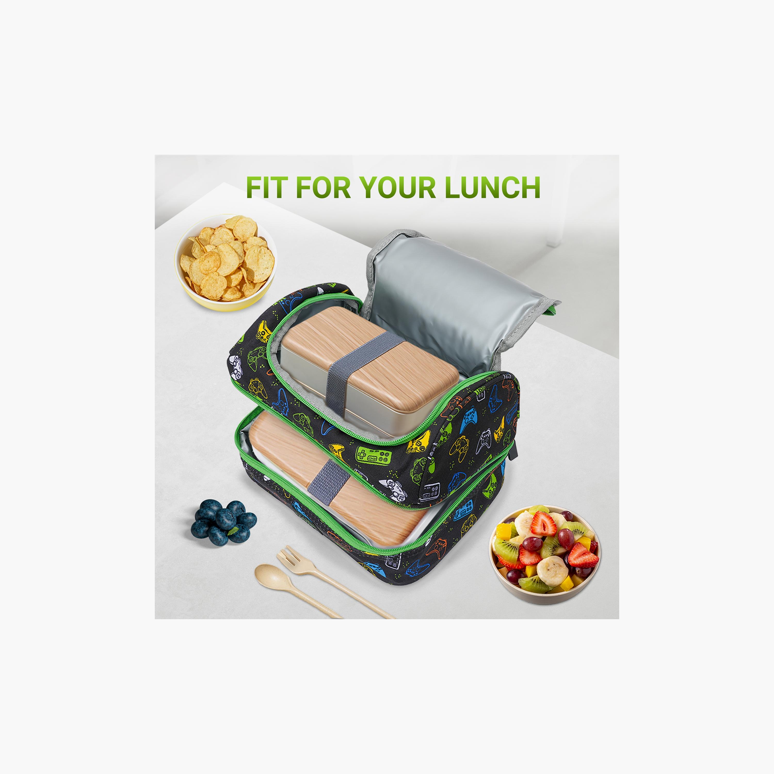 Bamboo Bark Gaming Printed Lunch Bag - Black-school-lunchessentials-lunchbags-image-4