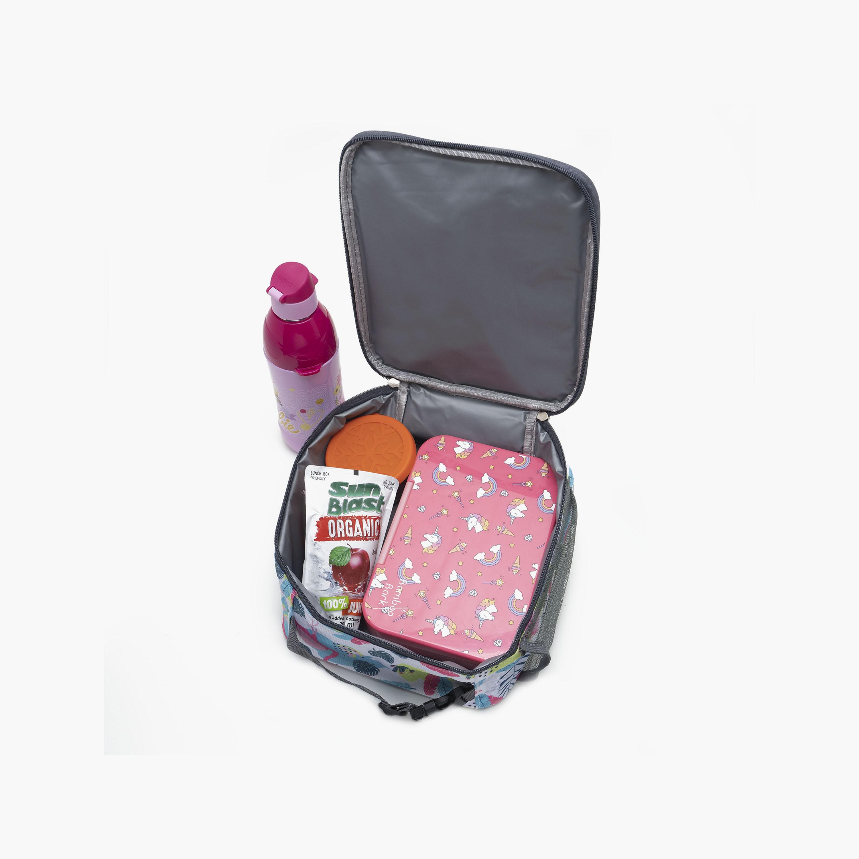 Bamboo Bark Flamingo Printed Lunch Bag - White-school-lunchessentials-lunchbags-image-3
