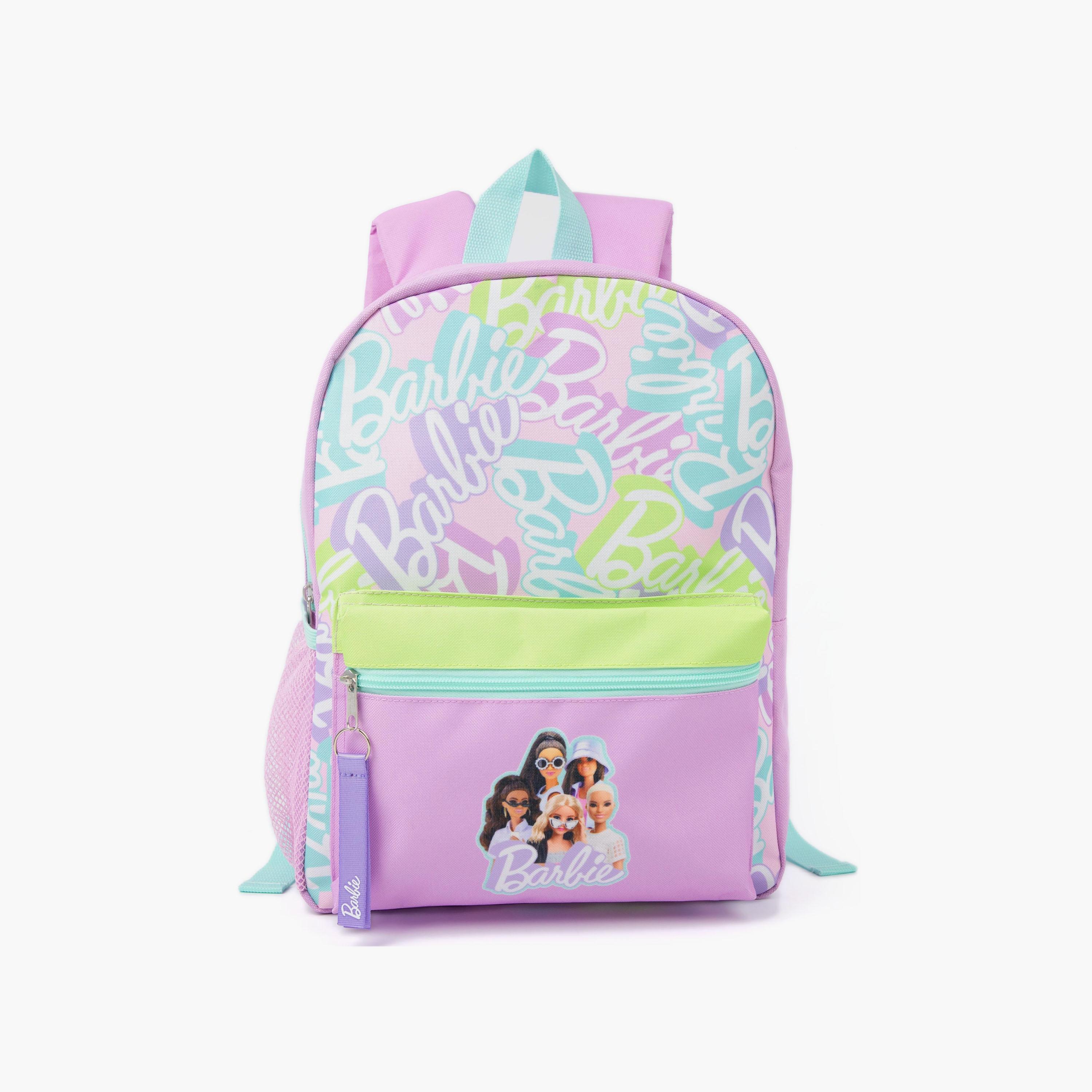 مجموعة حقيبة ظهر مطبوعة 4 قطع من باربي - وردي - 14 بوصة-school-bagsandbackpacks-sets-image-1