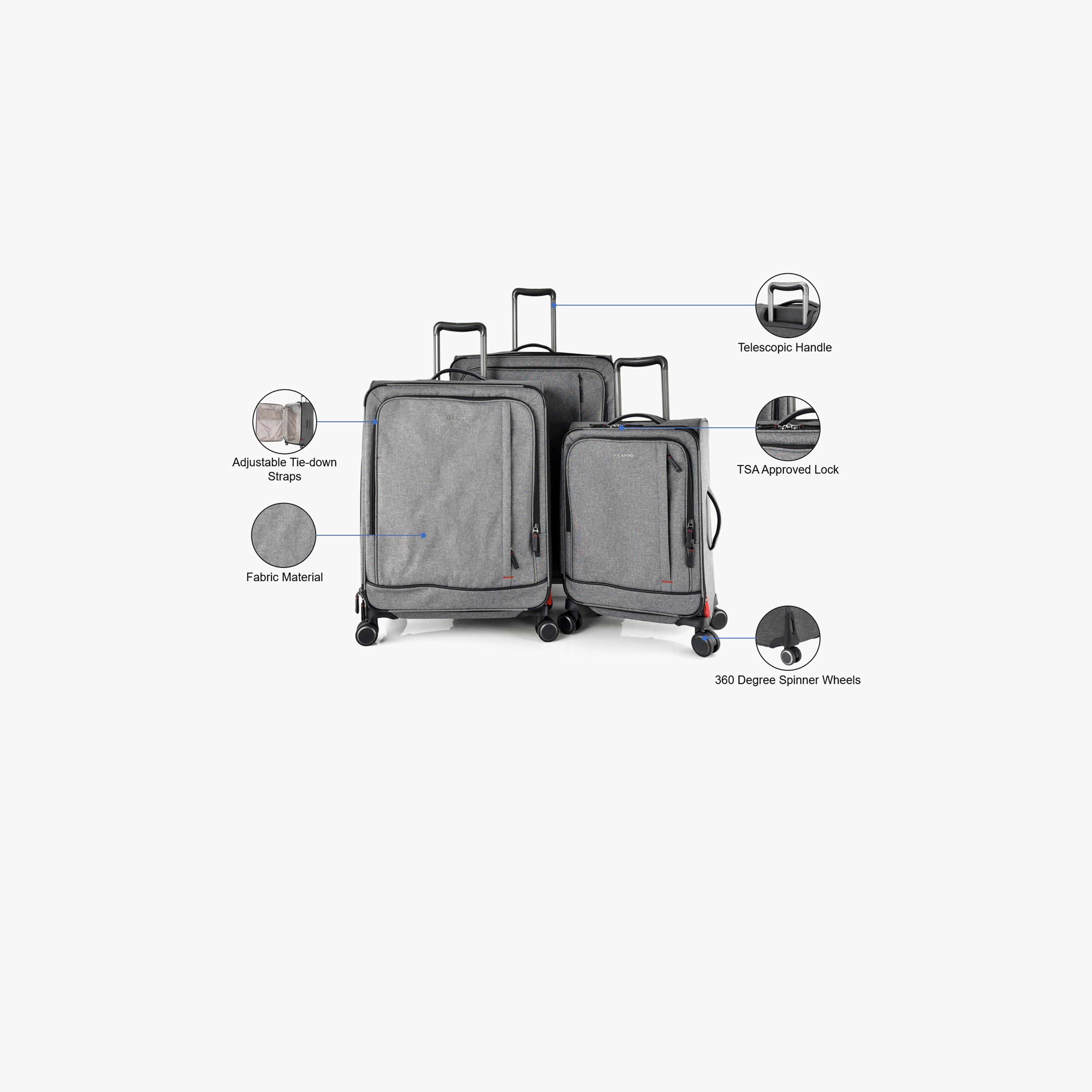 Ricardo Set of 3 Textile Softcase 4-Wheeler Spinner Trolley Bag with TSA Lock | 108/3p-travel-luggagesandbags-luggage-image-2