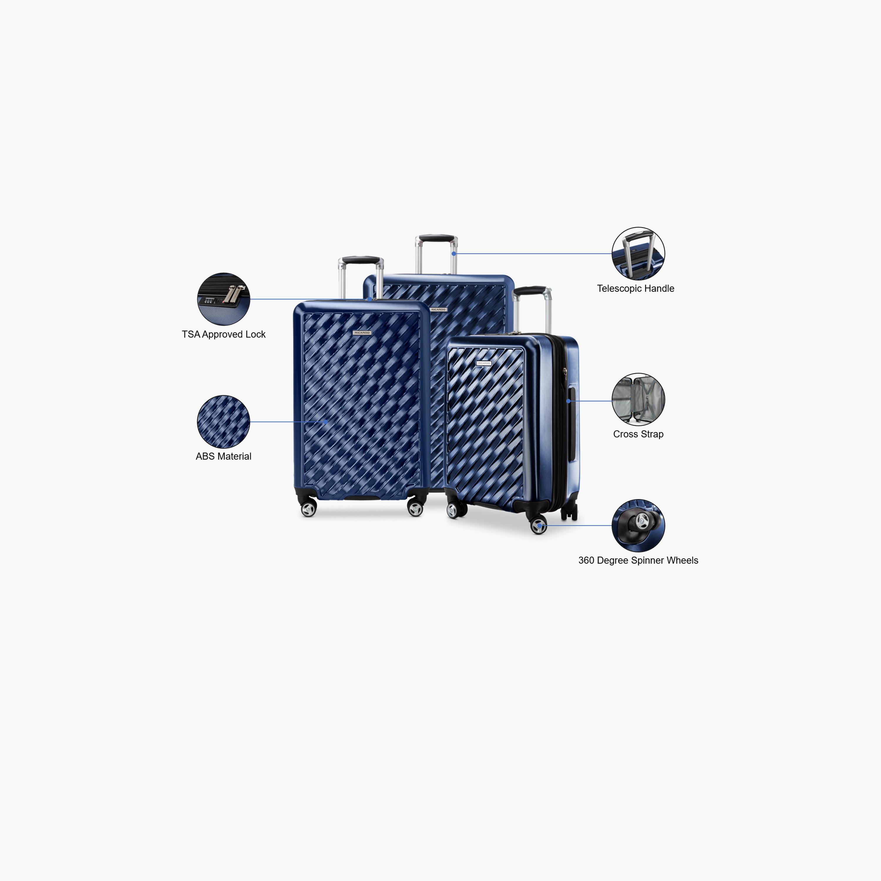 Ricardo Set of 3 ABS Hardcase 4-Wheeler Spinner Trolley Bag with TSA Lock | 115/3P-travel-luggagesandbags-luggage-image-2