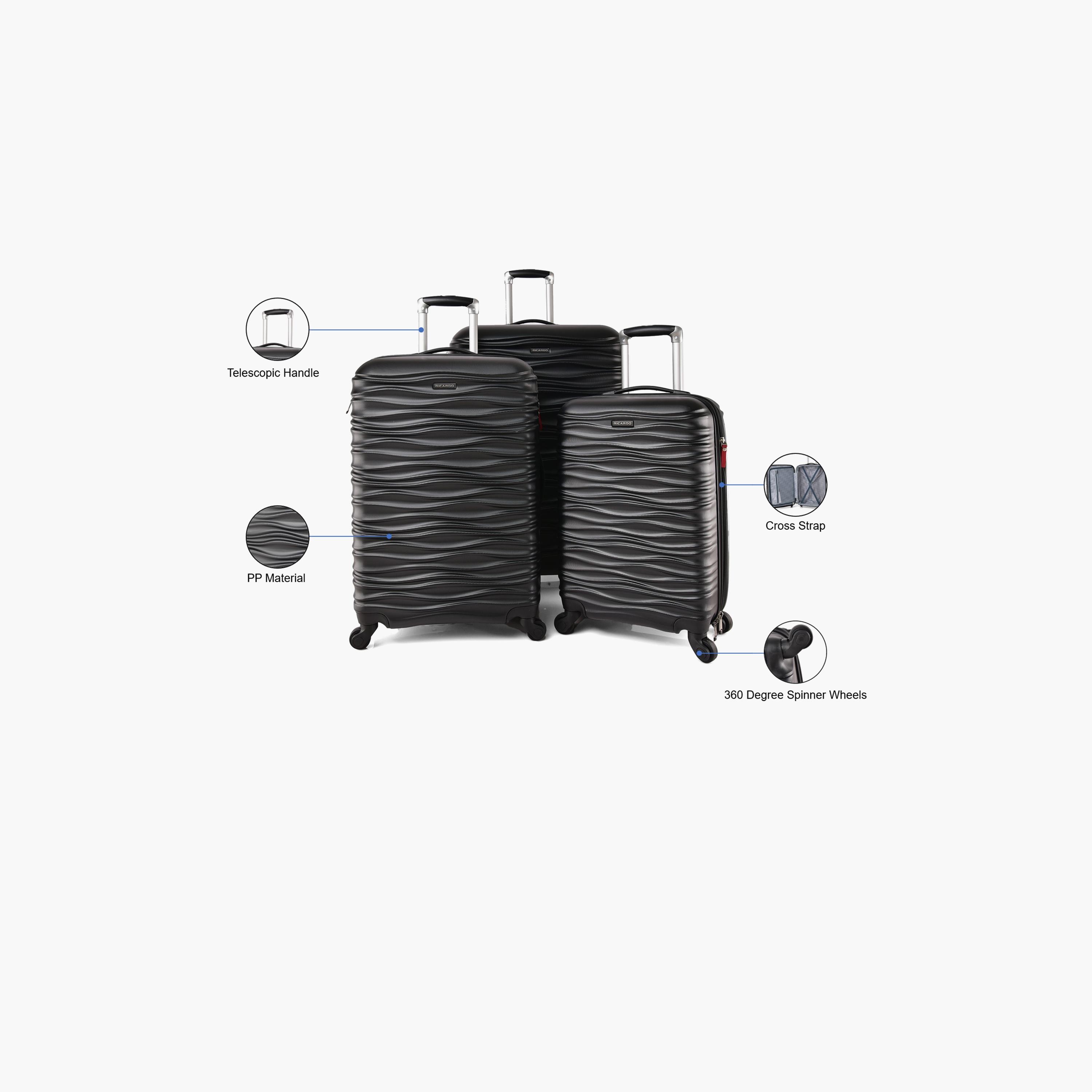 Ricardo Set of 3 Polycarbonate with ABS Hardcase 4-Wheeler Spinner Trolley Bag with TSA Lock | 576/3P-travel-luggagesandbags-luggage-image-2