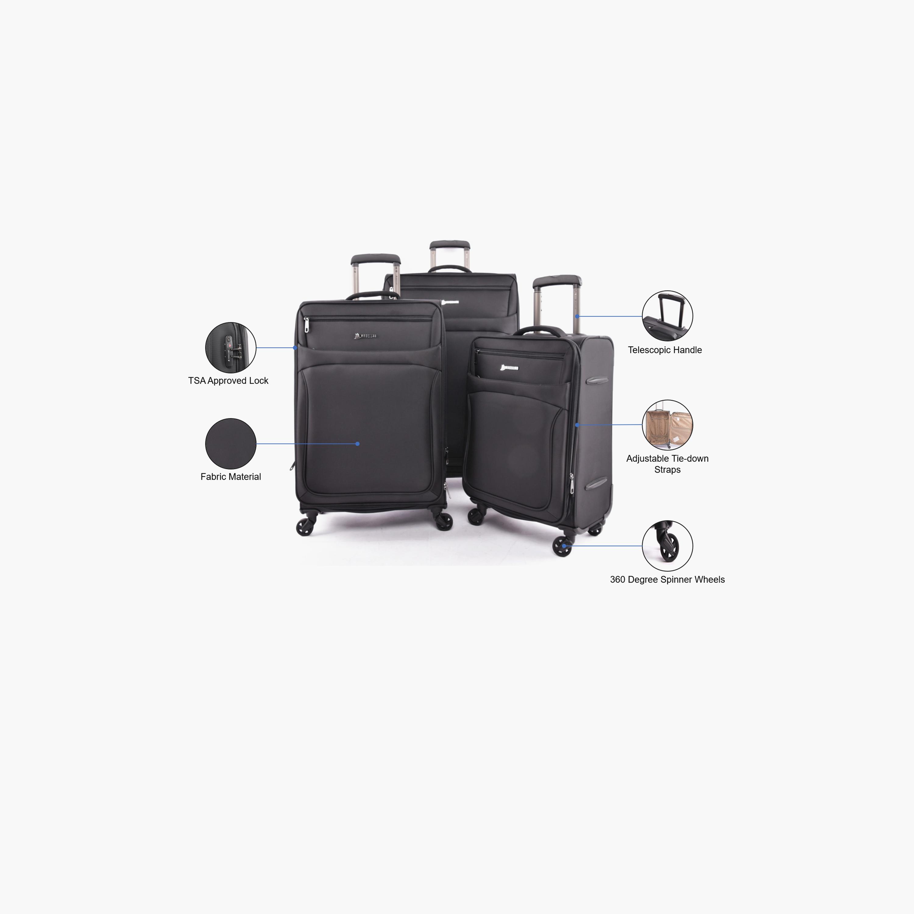 Magellan Set of 3 Textile Softcase 4-Wheeler Spinner Trolley Bag with TSA Lock | 9358/3P-travel-luggagesandbags-luggage-image-2