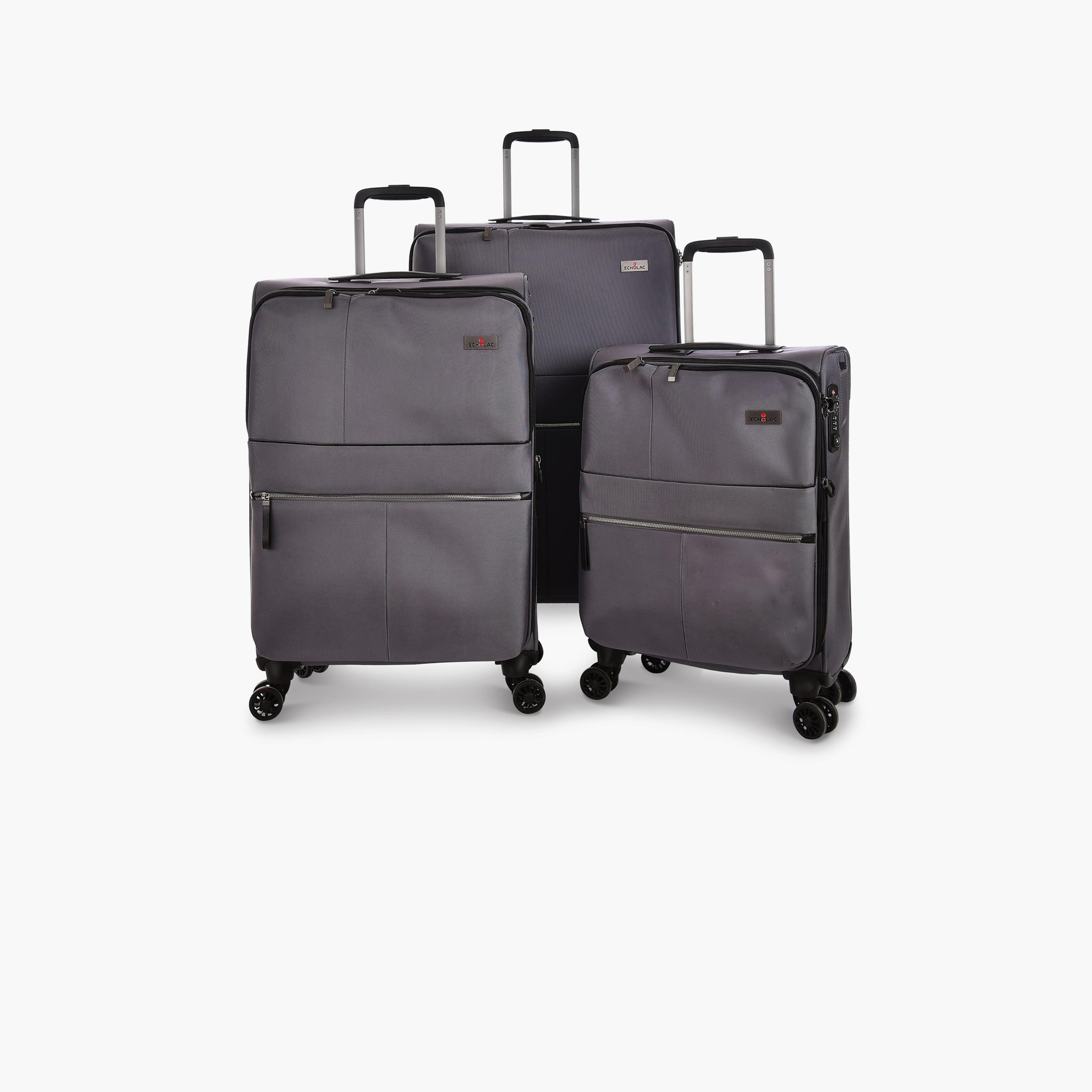 Echolac Set of 3 Textile Softcase 4-Wheeler Spinner Trolley Bag with TSA Lock | CT714A/3P-travel-luggagesandbags-luggage-image-1
