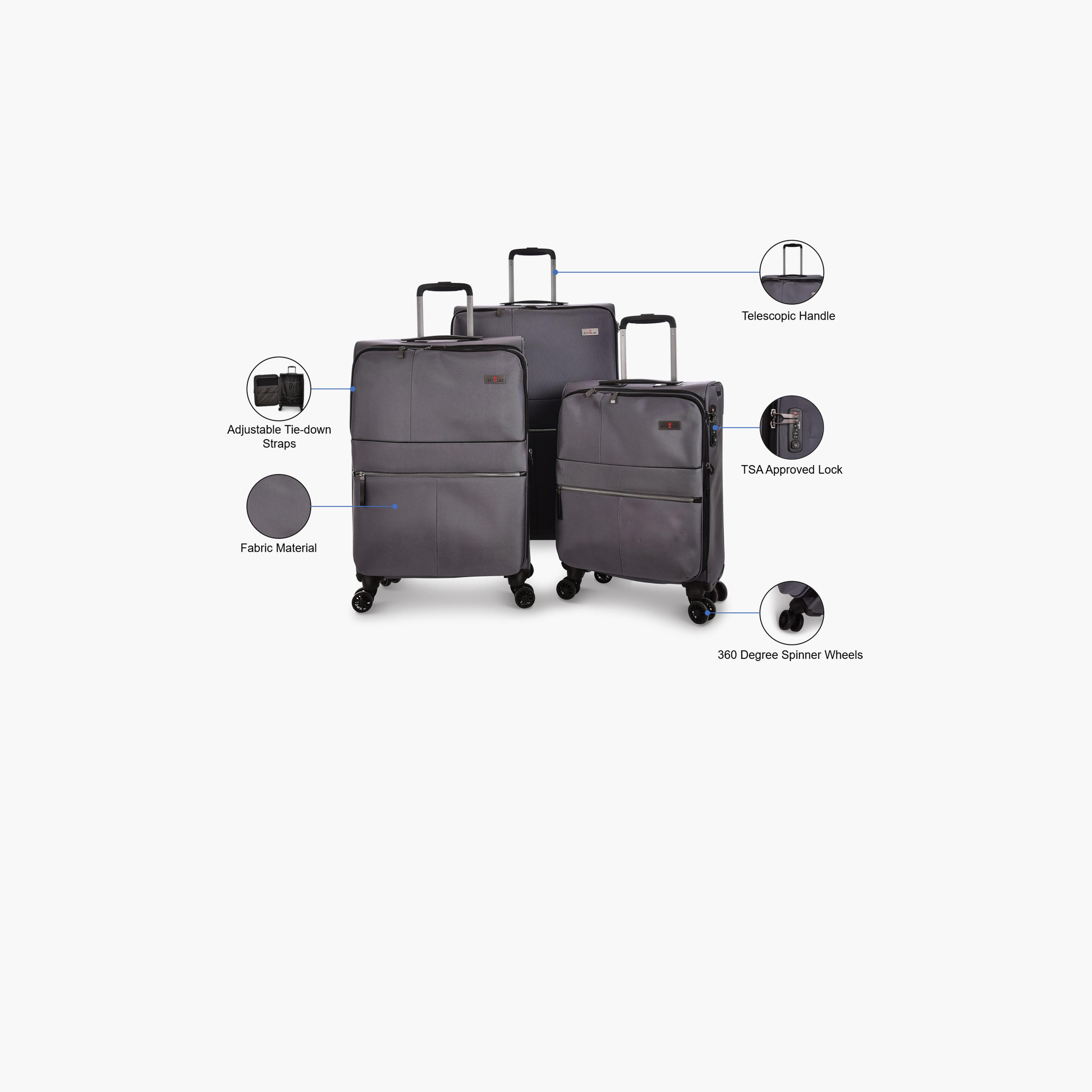 Echolac Set of 3 Textile Softcase 4-Wheeler Spinner Trolley Bag with TSA Lock | CT714A/3P-travel-luggagesandbags-luggage-image-2