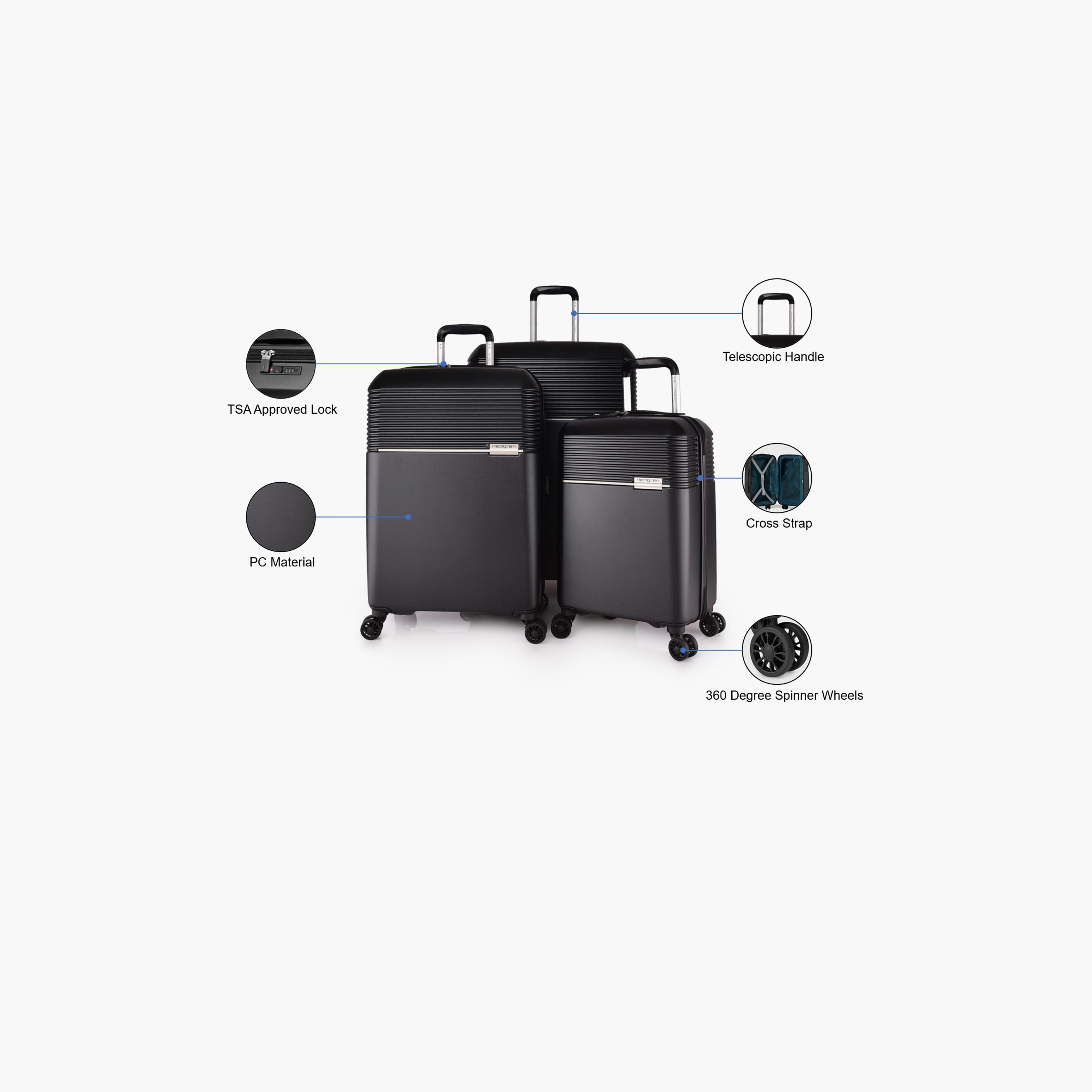 Hedgren Set of 3 Polycarbonate with ABS Hardcase 4-Wheeler Spinner Trolley Bag with TSA Lock | HLN03N/3P-travel-luggagesandbags-luggage-image-2