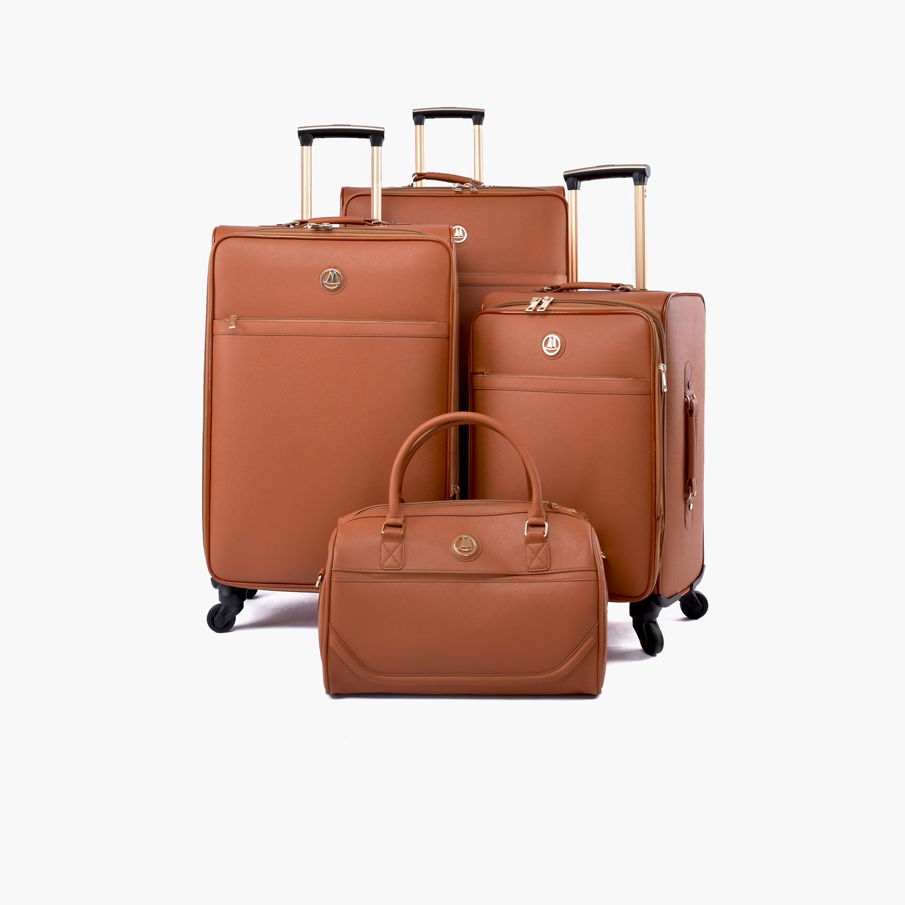 Magellan Set of 4 Polycarbonate with ABS Softcase 4-Wheeler Spinner Trolley Bag with Padlock | MA8022/4p-travel-luggagesandbags-luggage-image-1