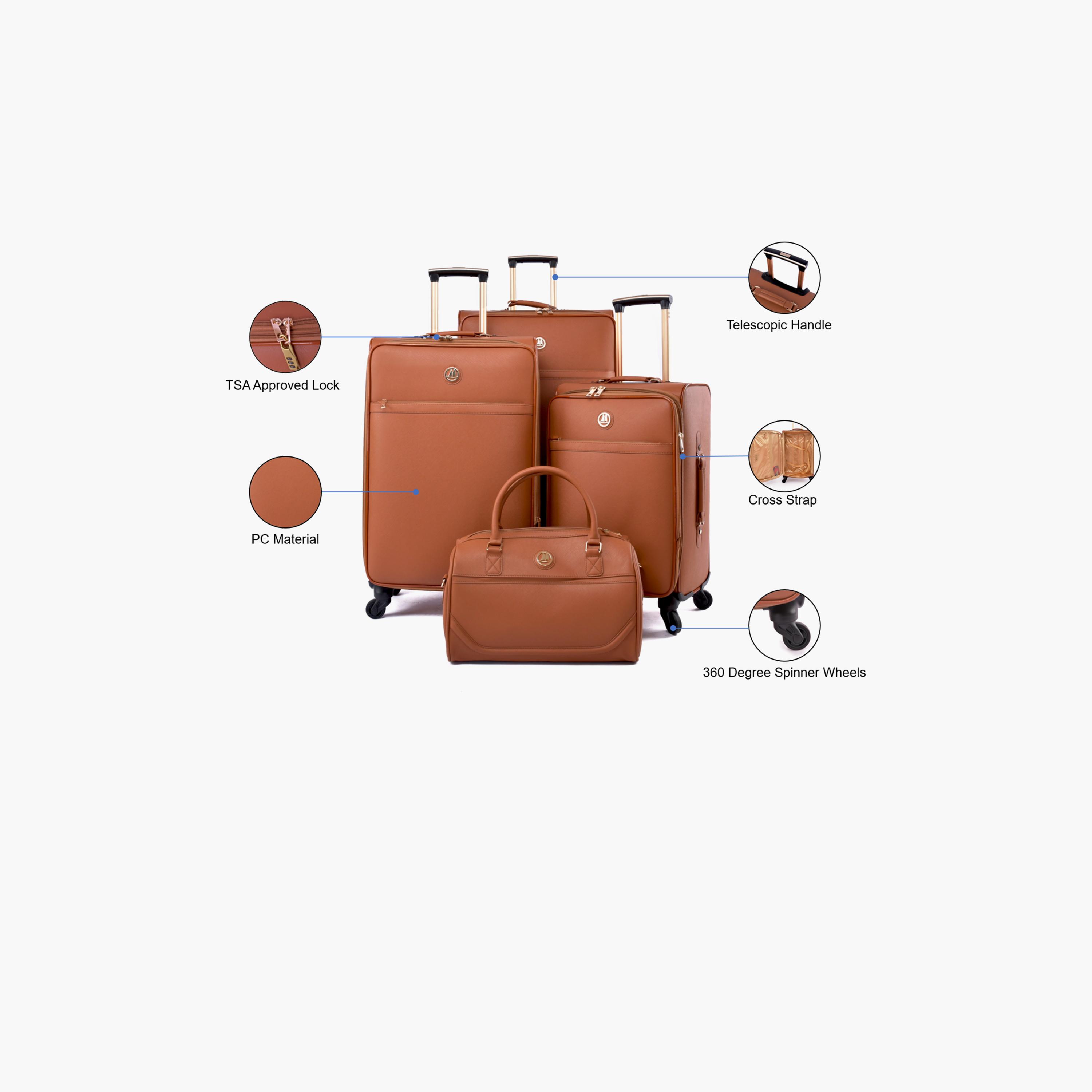 Magellan Set of 4 Polycarbonate with ABS Softcase 4-Wheeler Spinner Trolley Bag with Padlock | MA8022/4p-travel-luggagesandbags-luggage-image-2