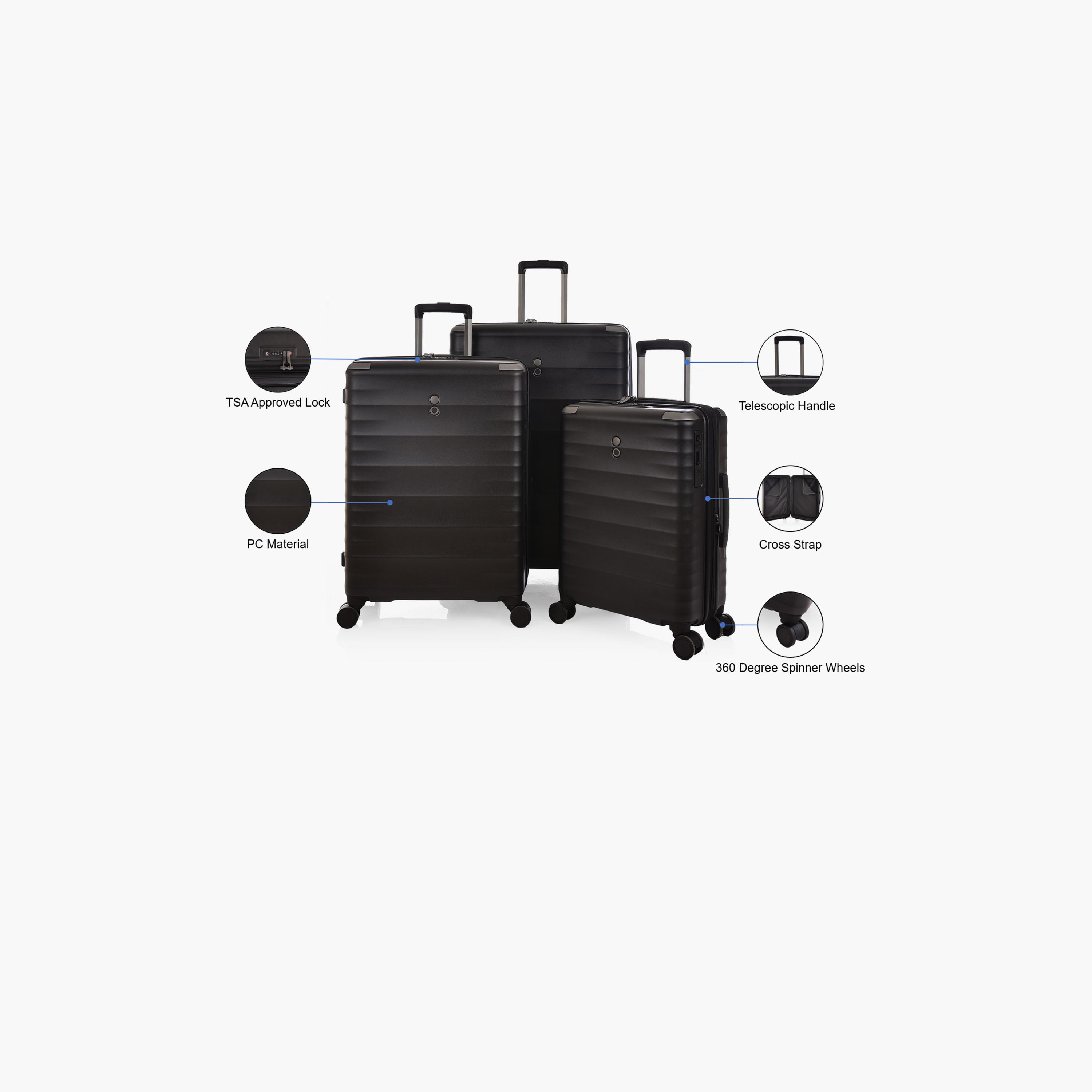 Echolac Set of 3 Polycarbonate with ABS Hardcase 4-Wheeler Spinner Trolley Bag with TSA Lock | PC213SA/3P-travel-luggagesandbags-luggage-image-2