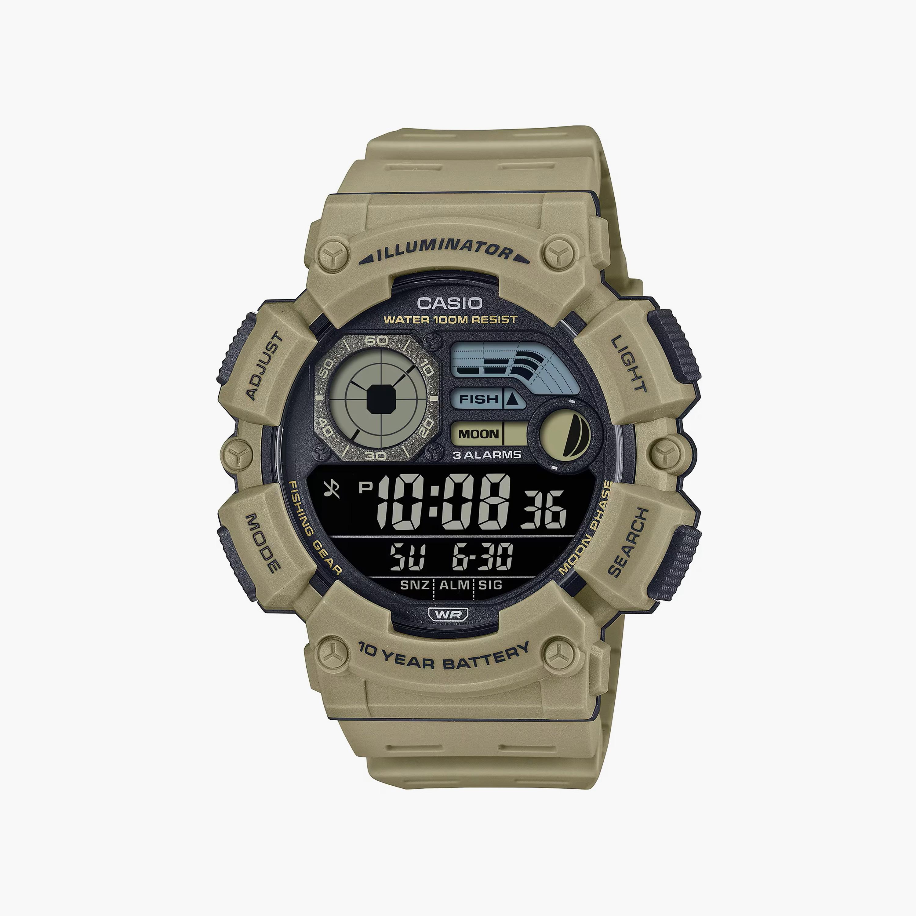 Casio Men's 50 MM Brown Digital Silicone Watch | WS-1500H-5BVDF-men-watchesandjewellery-watches-image-1