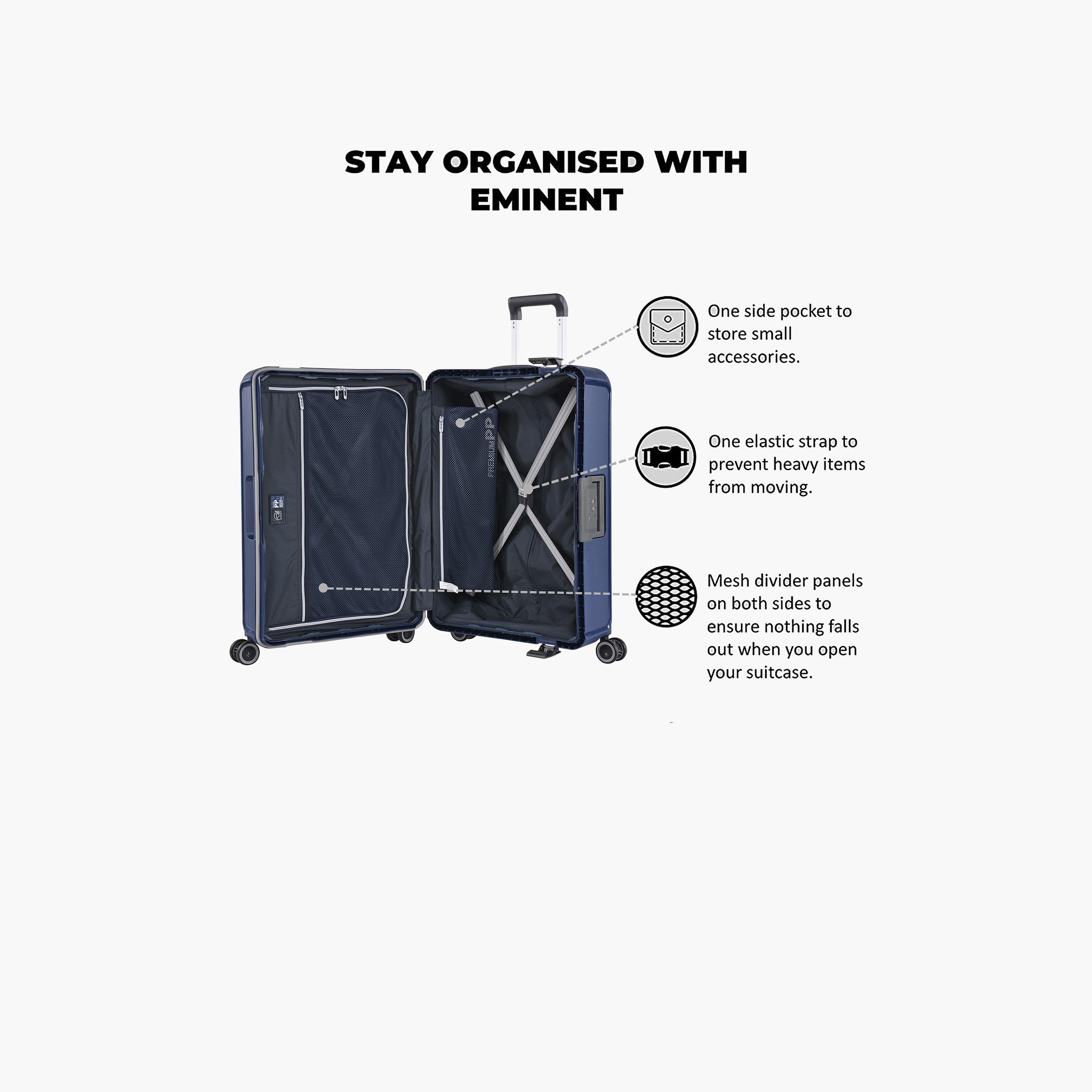 Eminent Vertica 63.5 CM Medium Check-in Polypropylene Hardcase 4-Wheeler Spinner Trolley Bag with TSA Lock | B0006-26-travel-luggagesandbags-luggage-image-3