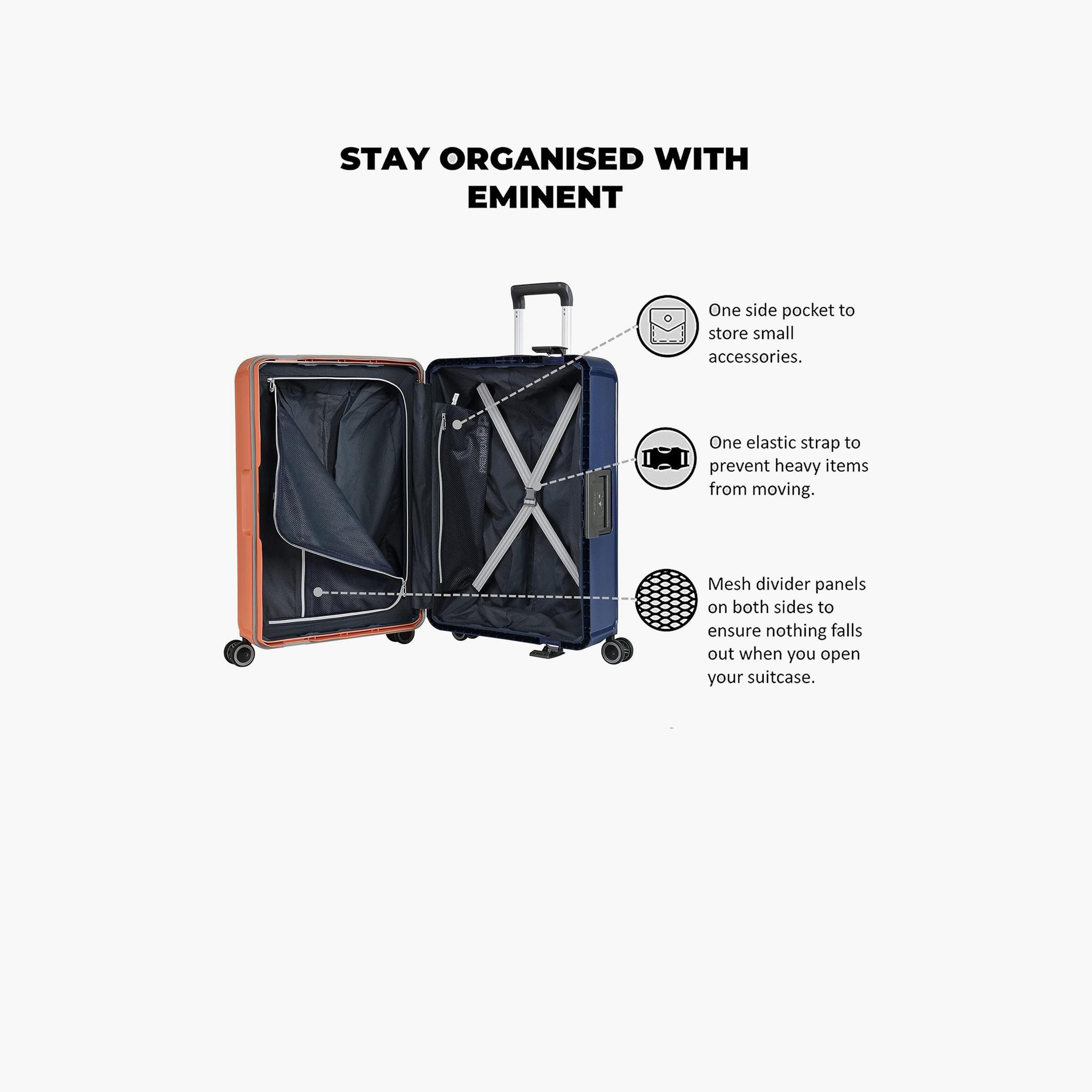 Eminent Vertica 63.5 CM Medium Check-in Polypropylene Hardcase 4-Wheeler Spinner Trolley Bag with TSA Lock | B0006M-26-travel-luggagesandbags-luggage-image-3
