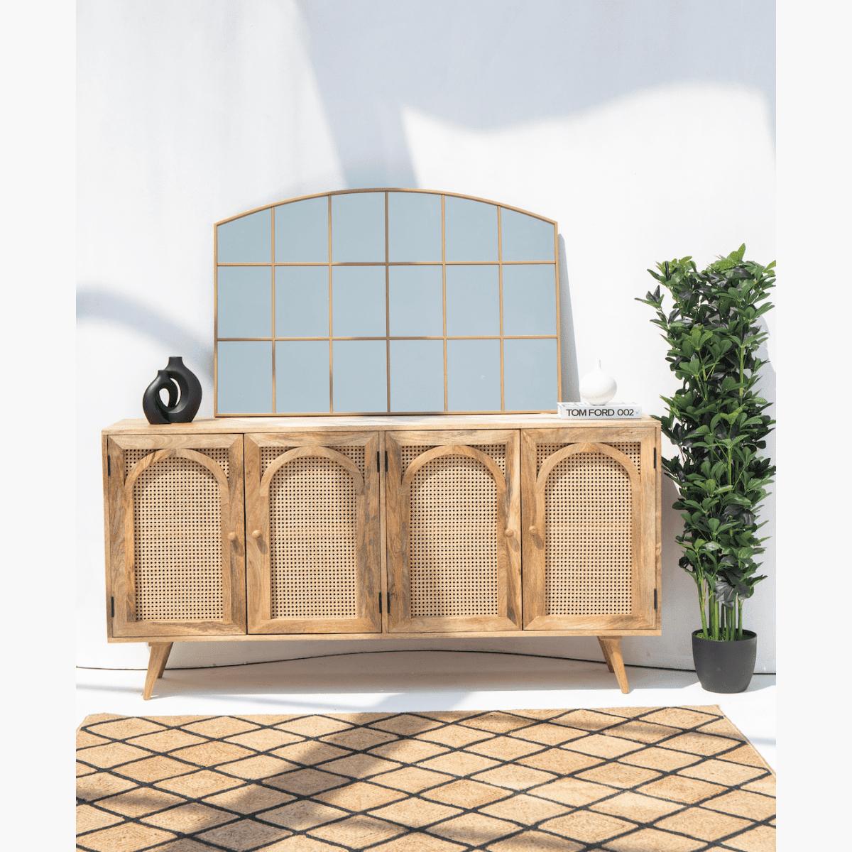 HomeKode Raven Arch Wall Mirror - 120x80 cm