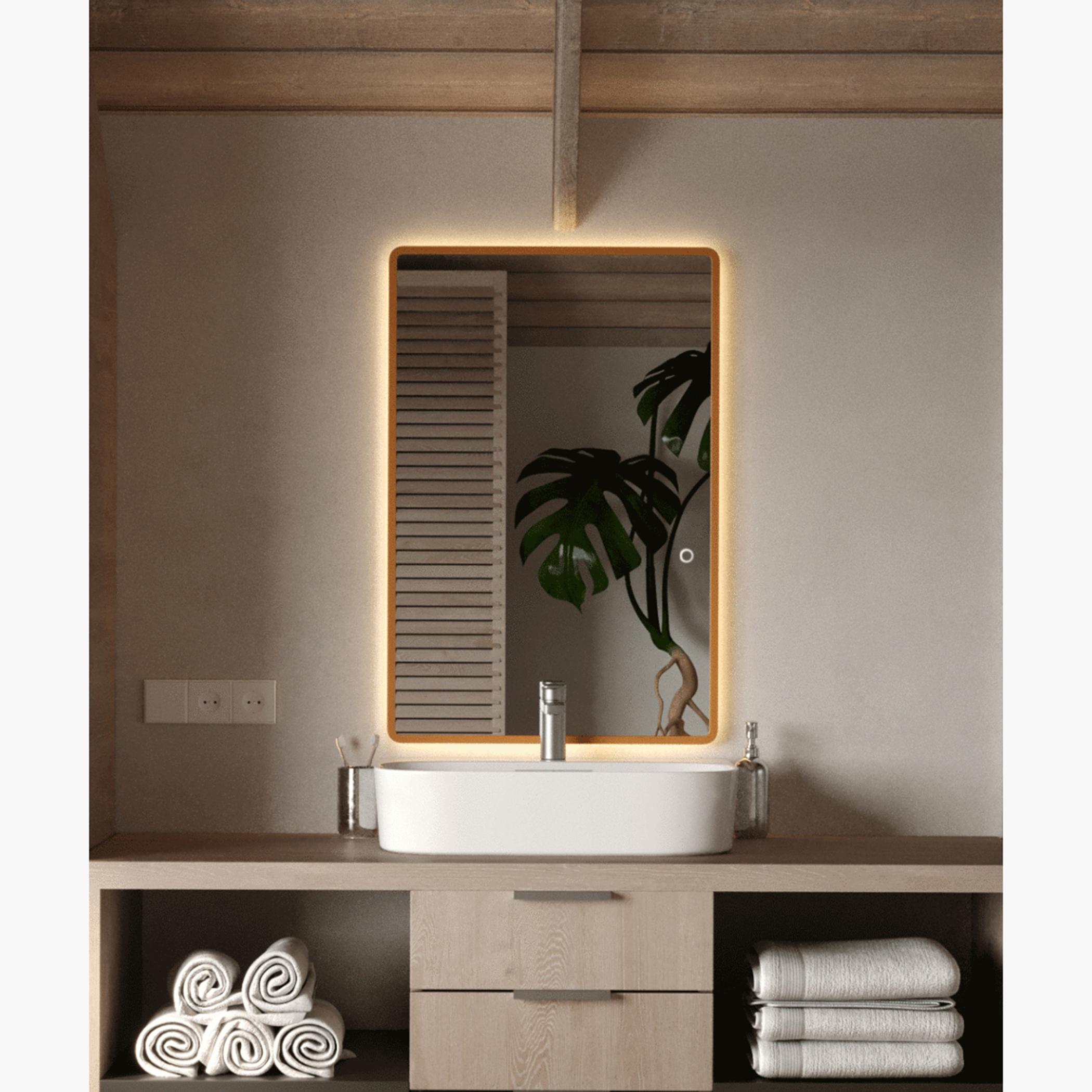 HomeKode Vanity LED Wall Mirror - 90x60 cm