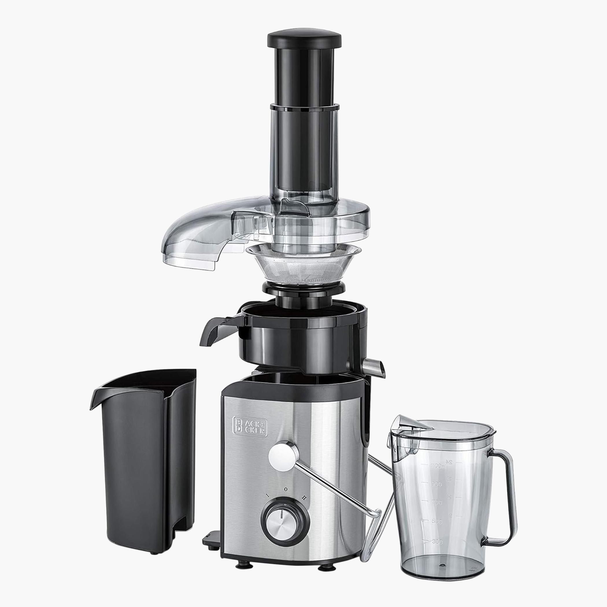Black & Decker 800W 75mm Juice Extractor with 1.7L Pulp Container and 1.1L Collector and Food Pusher-hbxhomeware-appliances-blendersmixersandgrinders-image-2