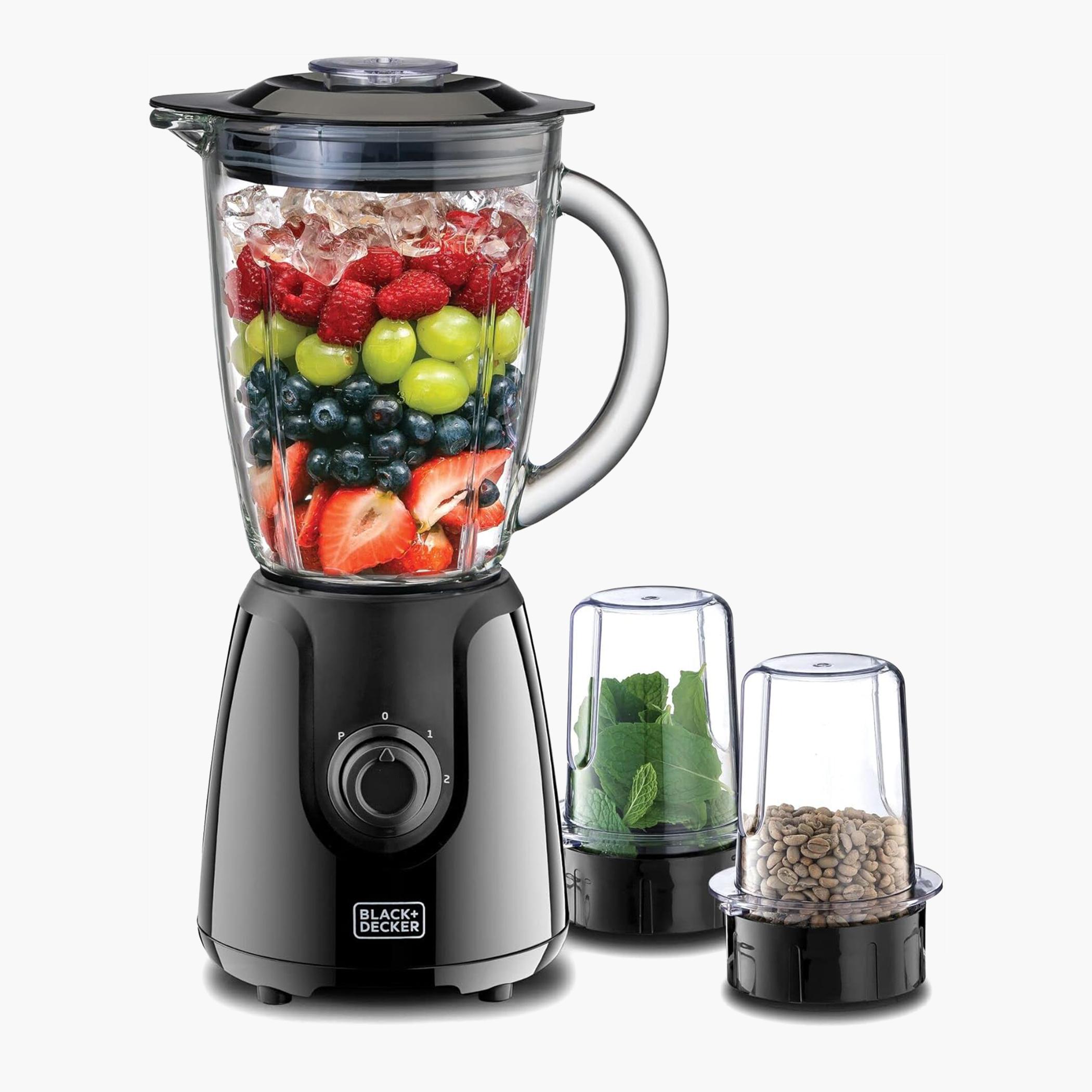 خلاط 400 واط مع جرّة زجاج و2 مطحنة من بلاك آند ديكر - Bx440G-B5-hbxhomeware-appliances-blendersmixersandgrinders-image-1