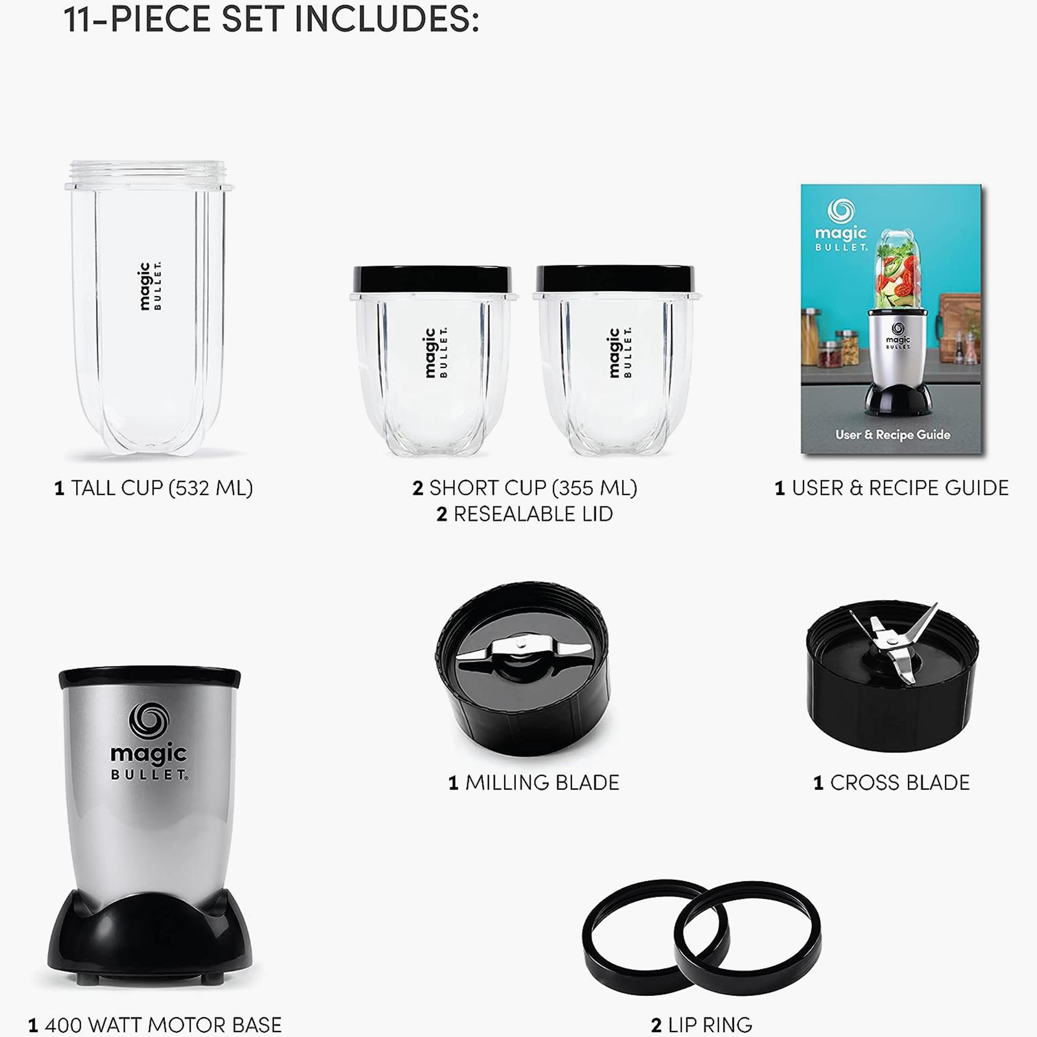 طقم خلاط 400 واط 11 قطعة متعدد الوظائف عالي السرعة مع صانع سموذي من ماجيك بوليت-hbxhomeware-appliances-blendersmixersandgrinders-image-3