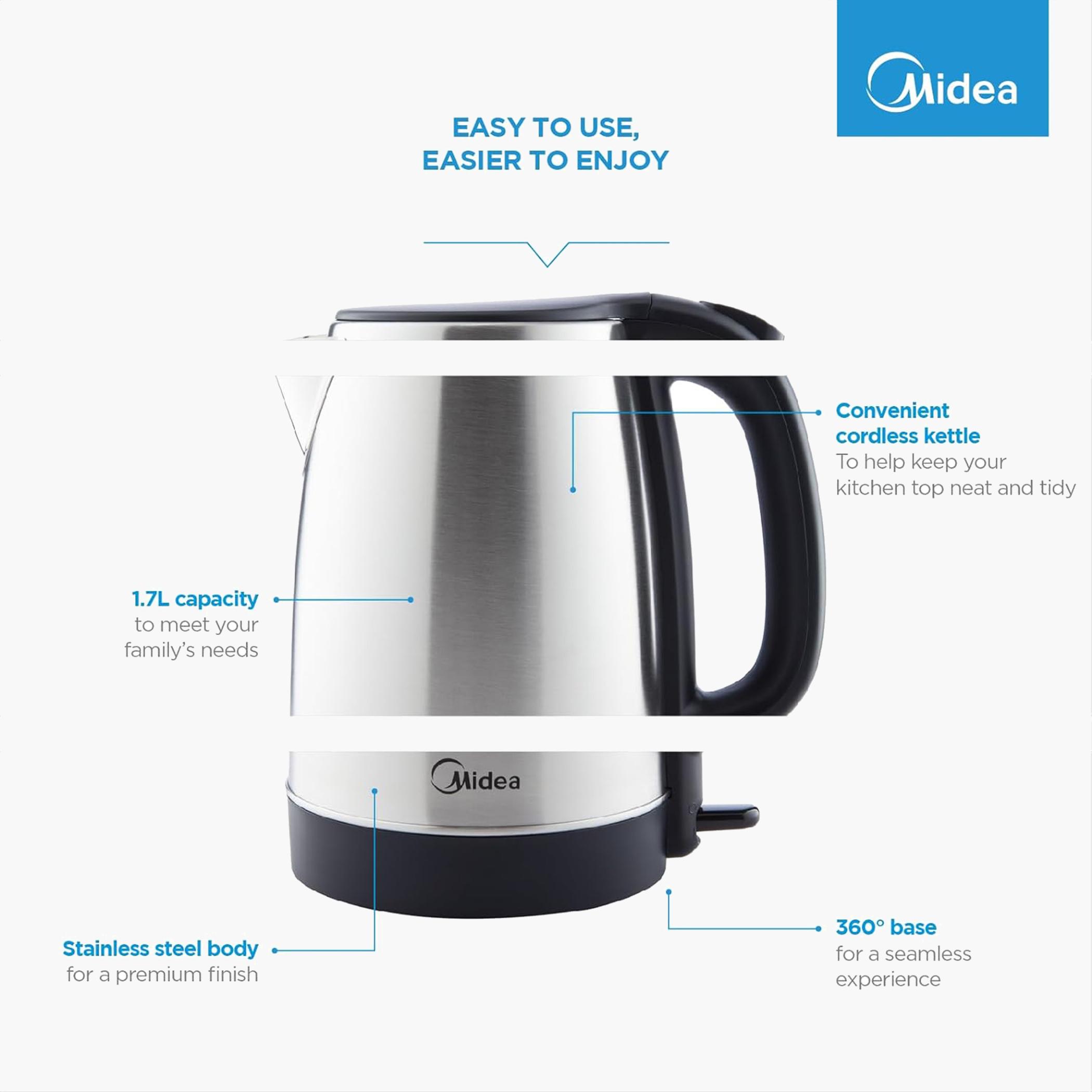 غلاية كهربائية لاسلكية 2200 واط بدوران 360 درجة من الستانليس ستيل من ميديا - 1.7 لتر-hbxappliances-kitchenappliances-electrickettles-image-6