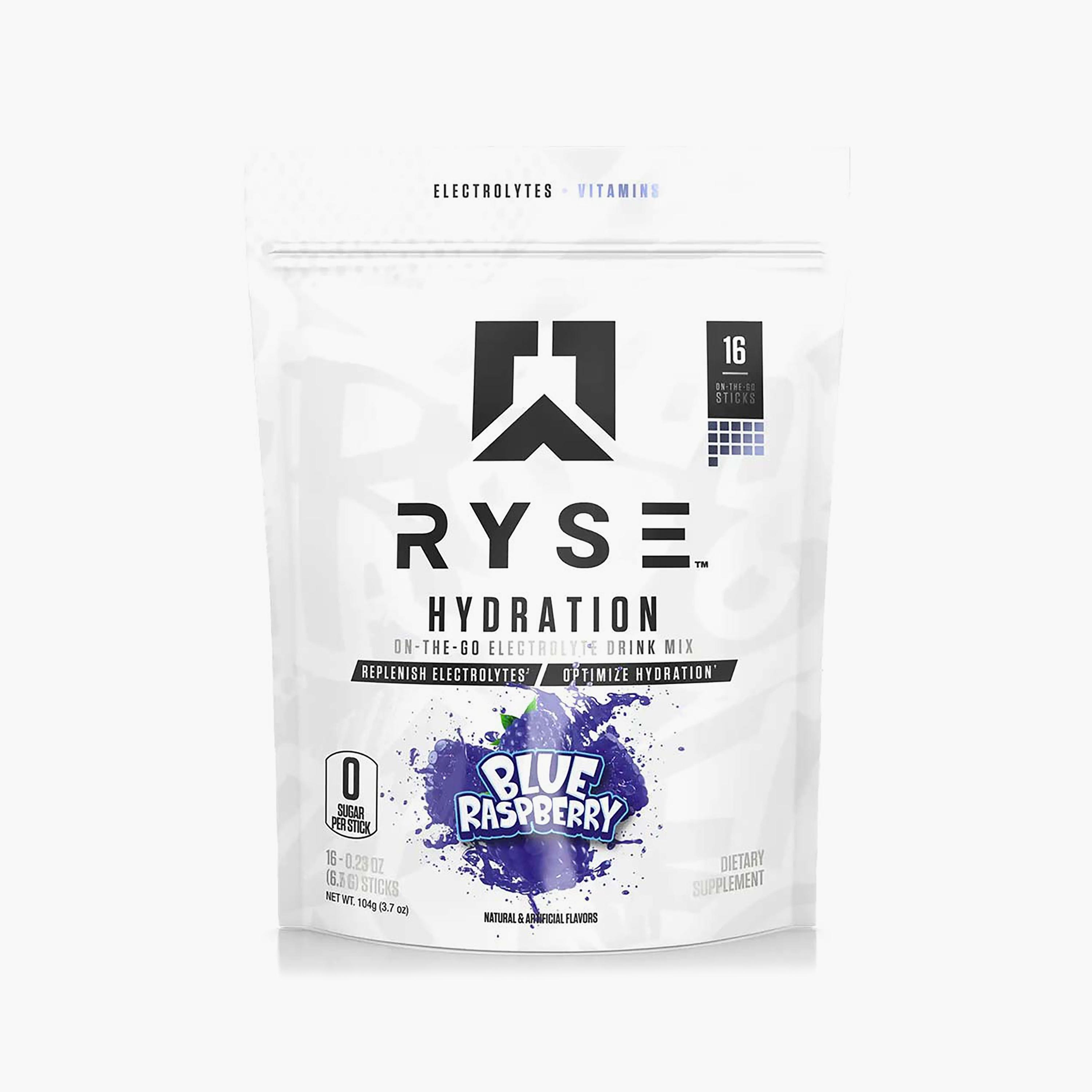 RYSE Hydration Electrolytes Sticks, Blue Raspberry, 16 Sticks-sports-nutrition-prepostworkout-image-1