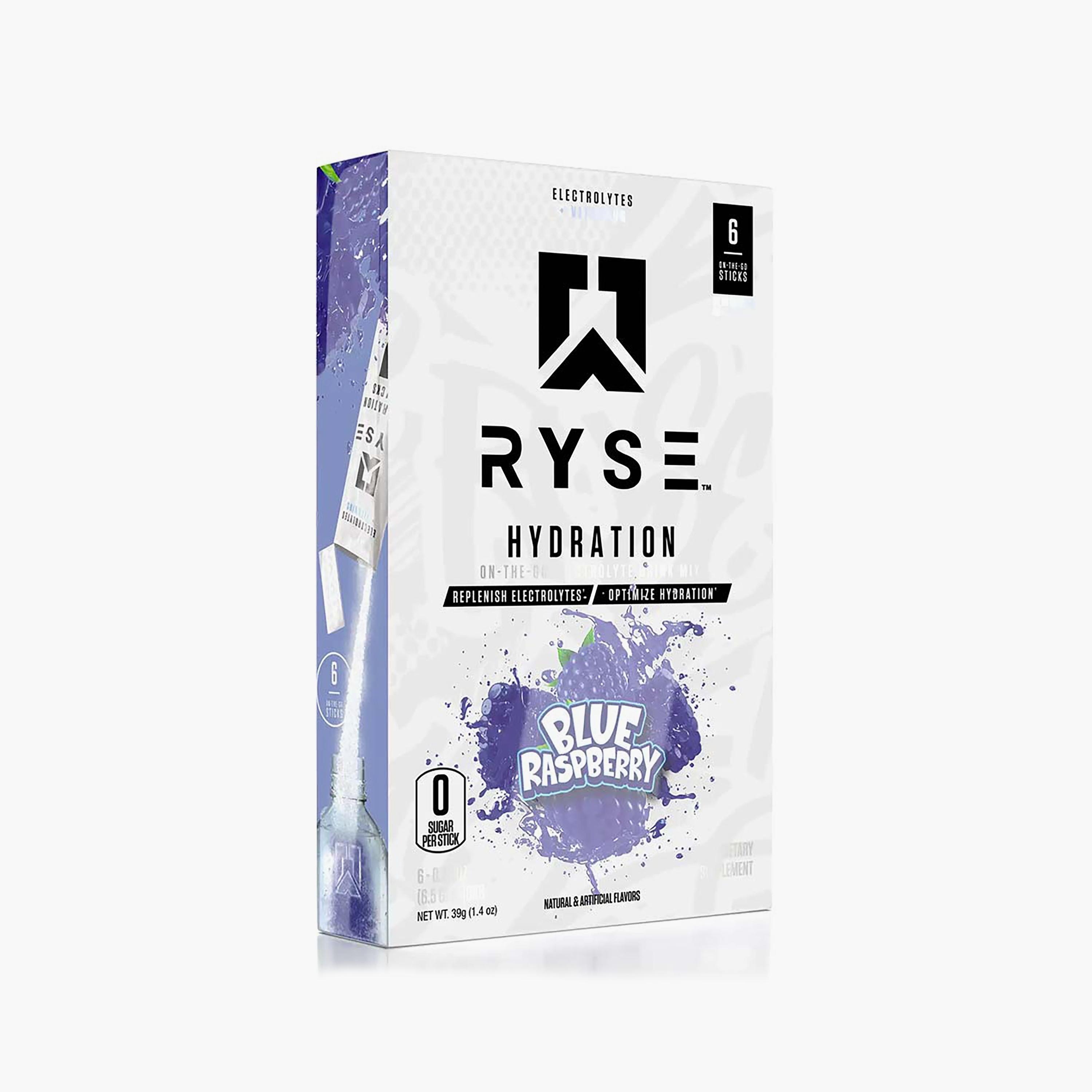 RYSE Hydration Electrolytes Sticks, Blue Raspberry, 6 Sticks-sports-nutrition-prepostworkout-image-1