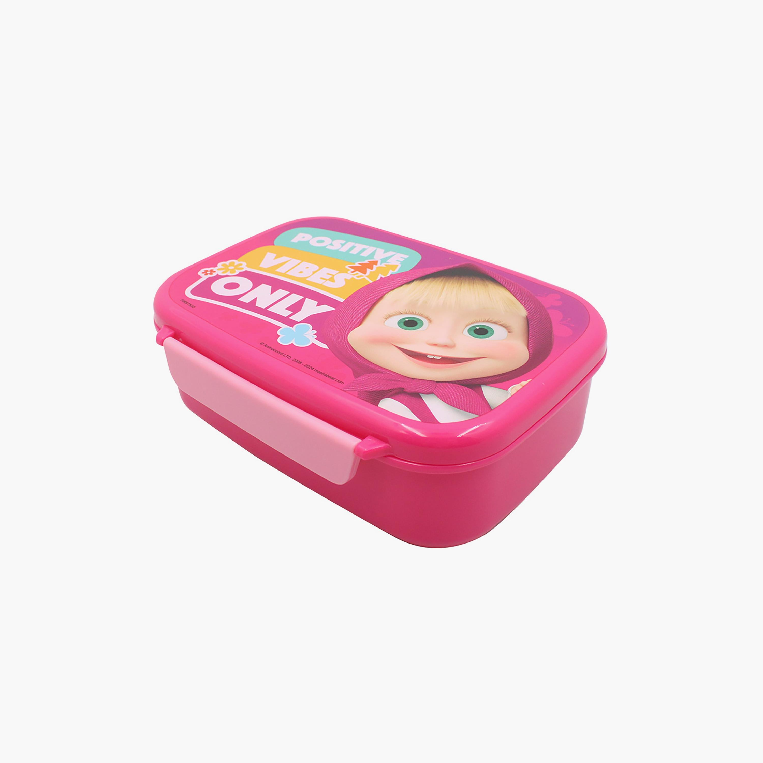 Masha and the Bear Printed Lunch Box with Inner Layer - Pink - 765 ml-school-lunchessentials-lunchboxes-image-1