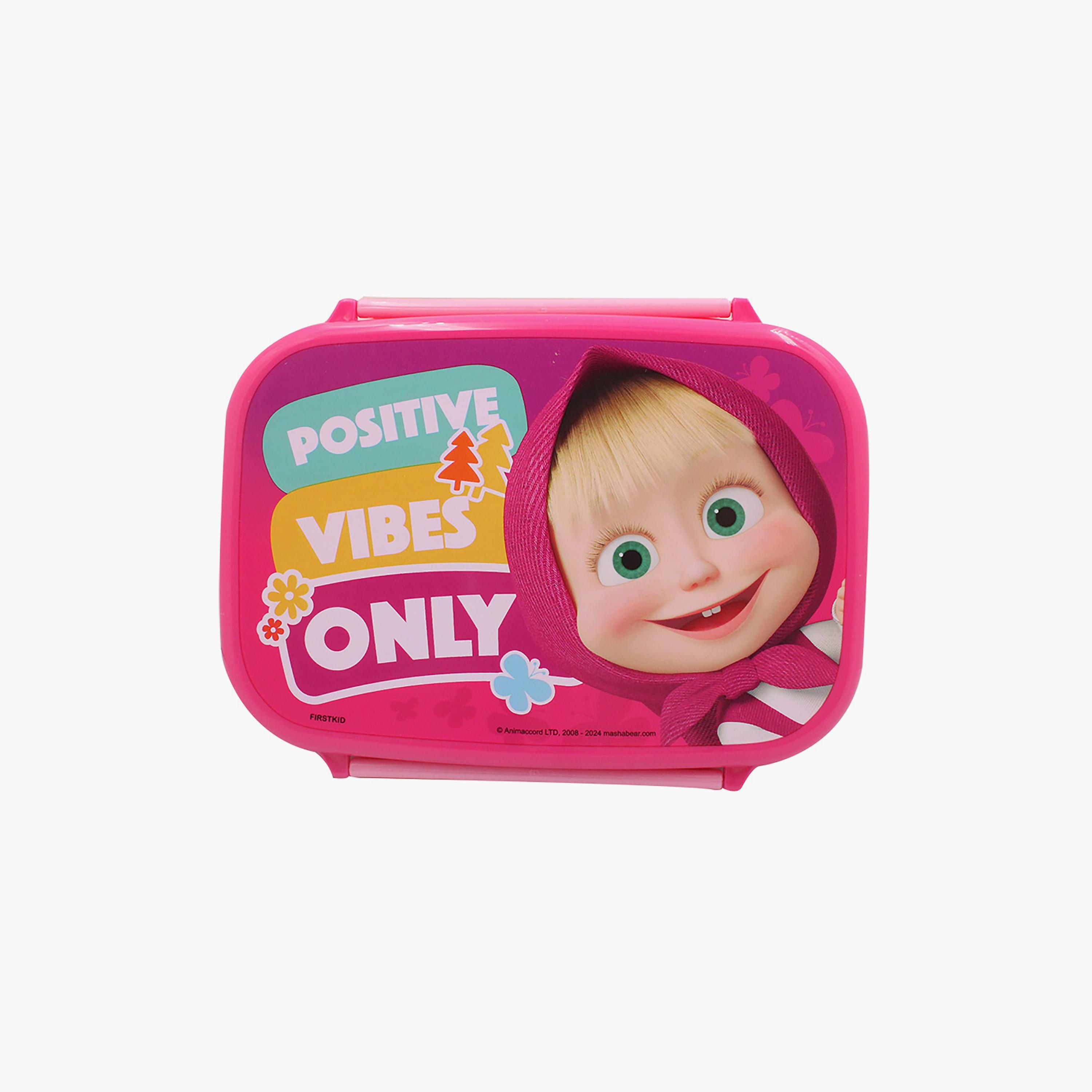 Masha and the Bear Printed Lunch Box with Inner Layer - Pink - 765 ml-school-lunchessentials-lunchboxes-image-2