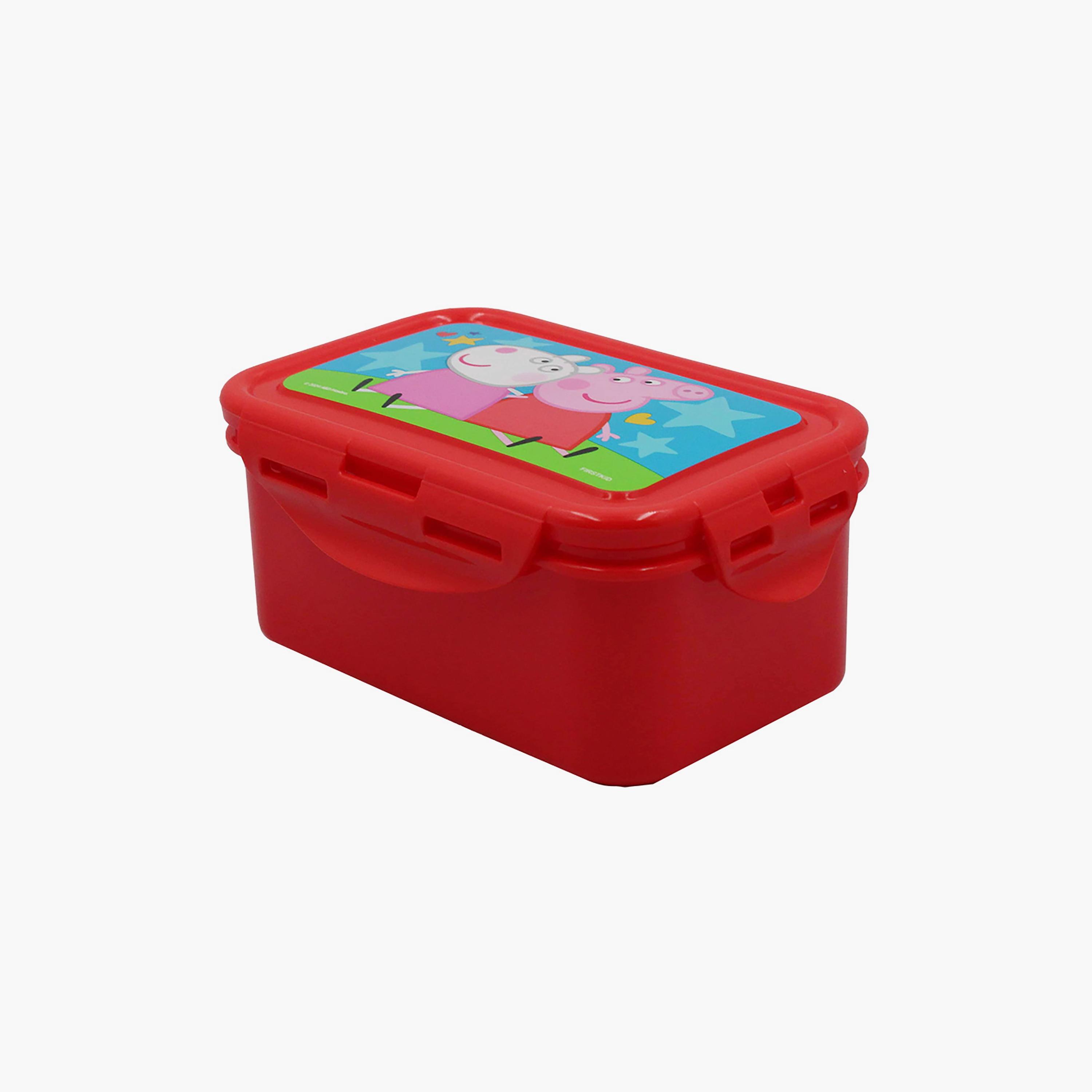 علبة طعام مع قفل جانبي بطبعة بيبا بيج - أحمر - 600 مل-school-lunchessentials-lunchboxes-image-1