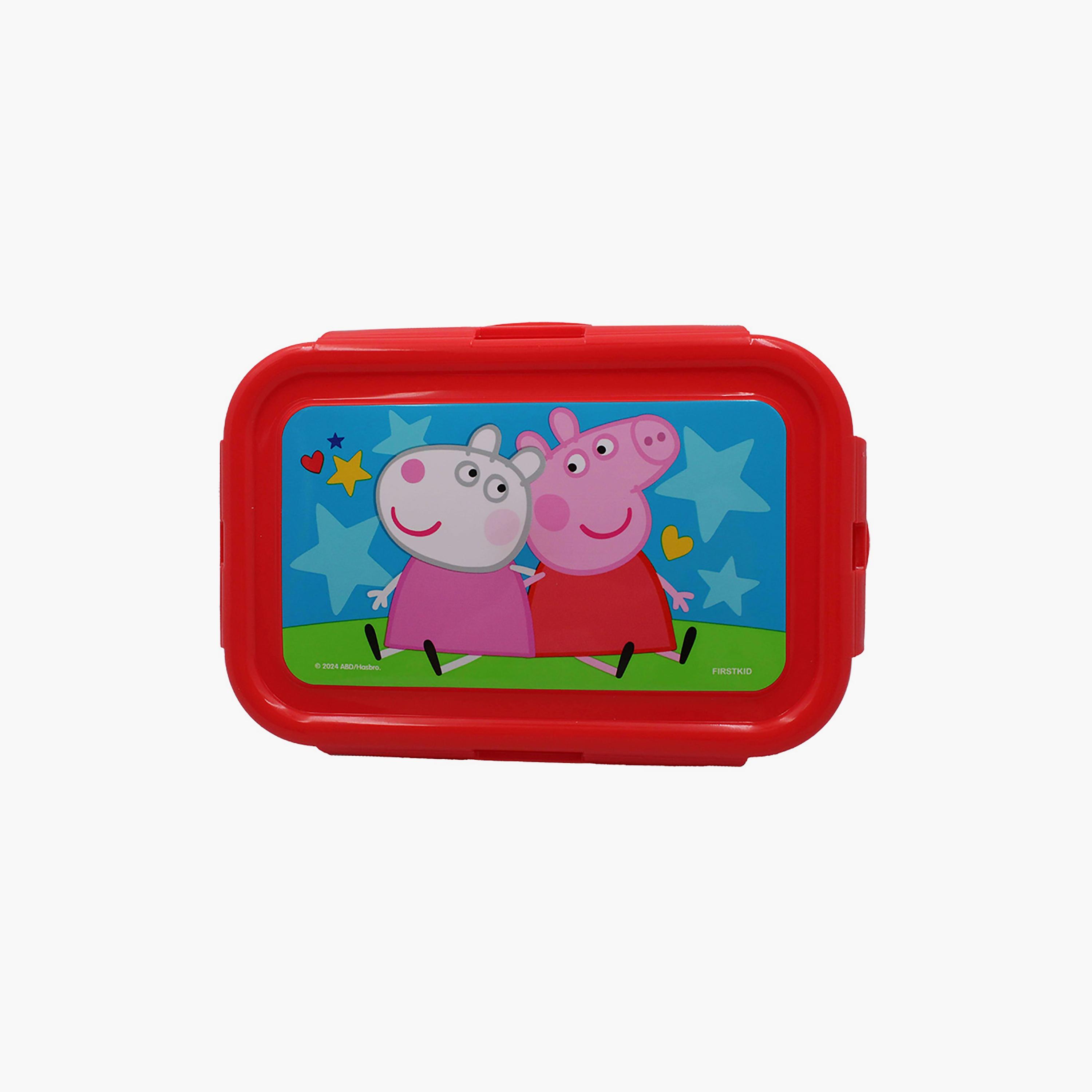 علبة طعام مع قفل جانبي بطبعة بيبا بيج - أحمر - 600 مل-school-lunchessentials-lunchboxes-image-2