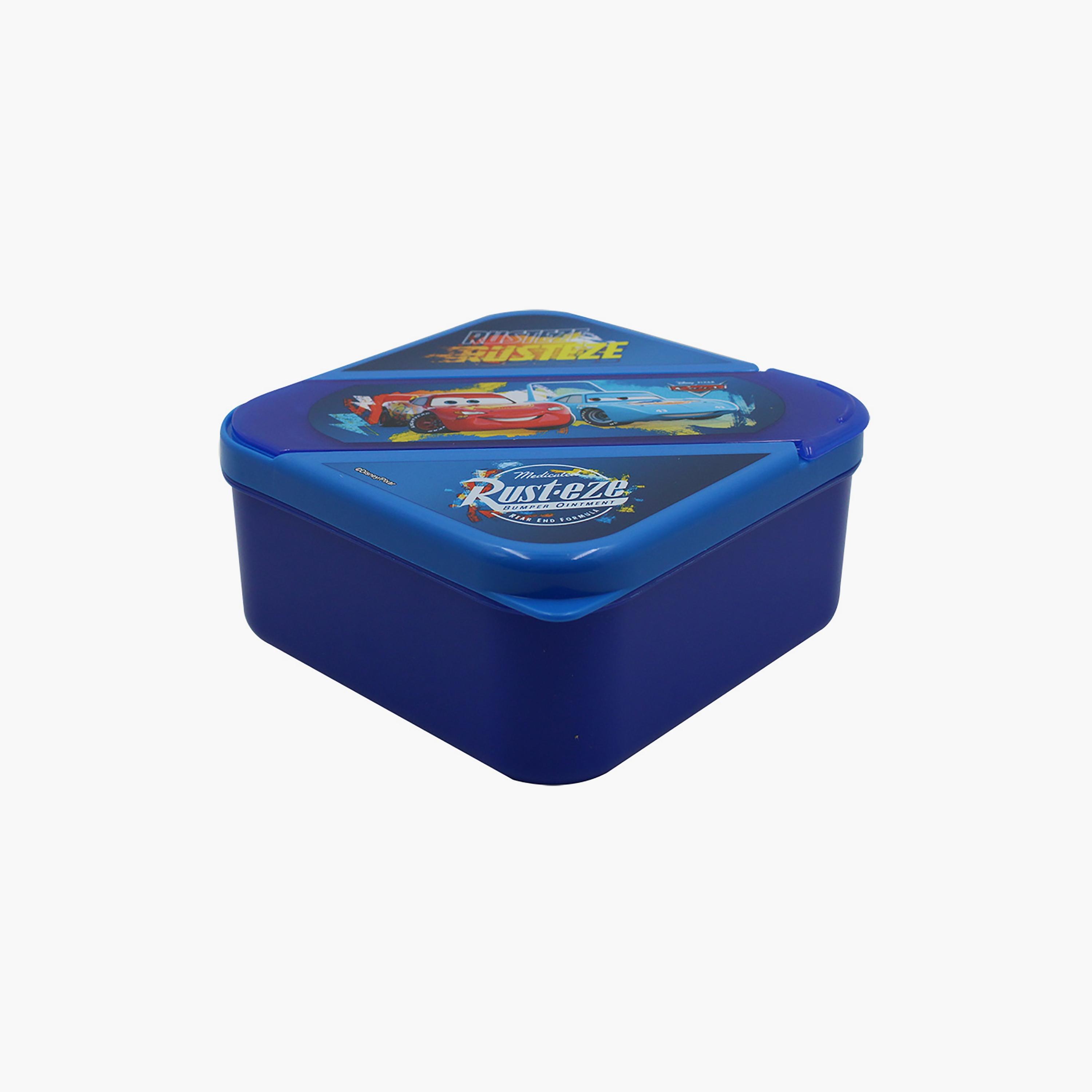 Cars Printed Lunch Box with Cutlery Set - Blue-school-lunchessentials-lunchboxes-image-1