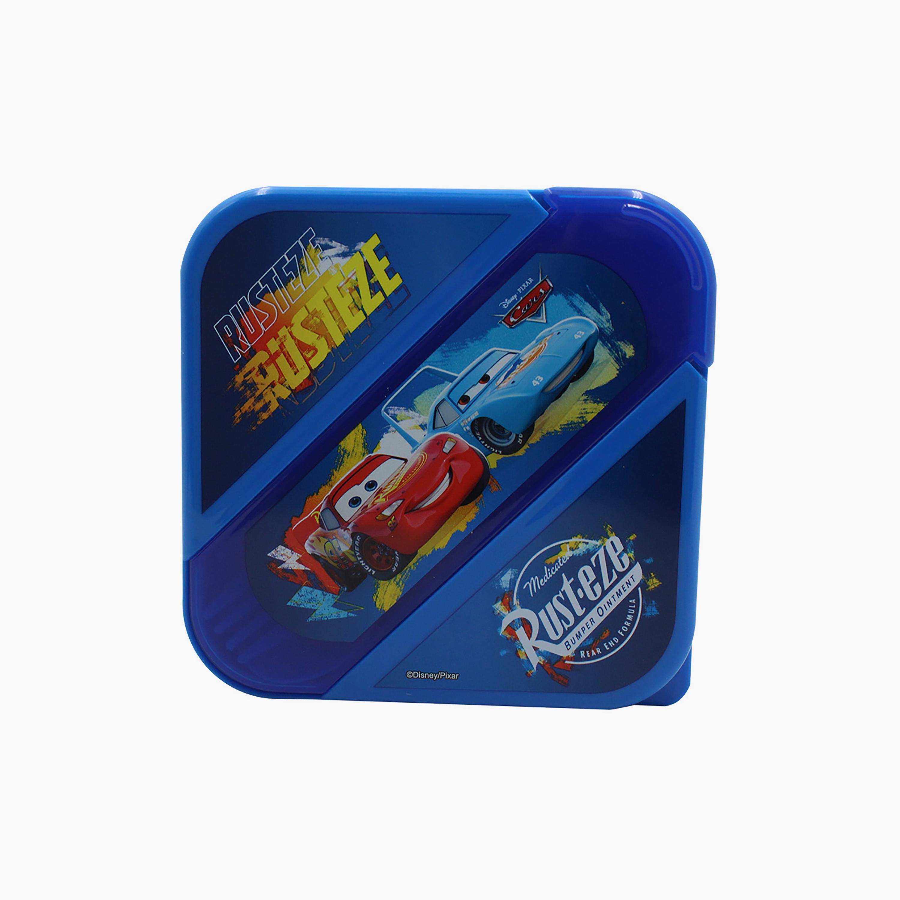 Cars Printed Lunch Box with Cutlery Set - Blue-school-lunchessentials-lunchboxes-image-2