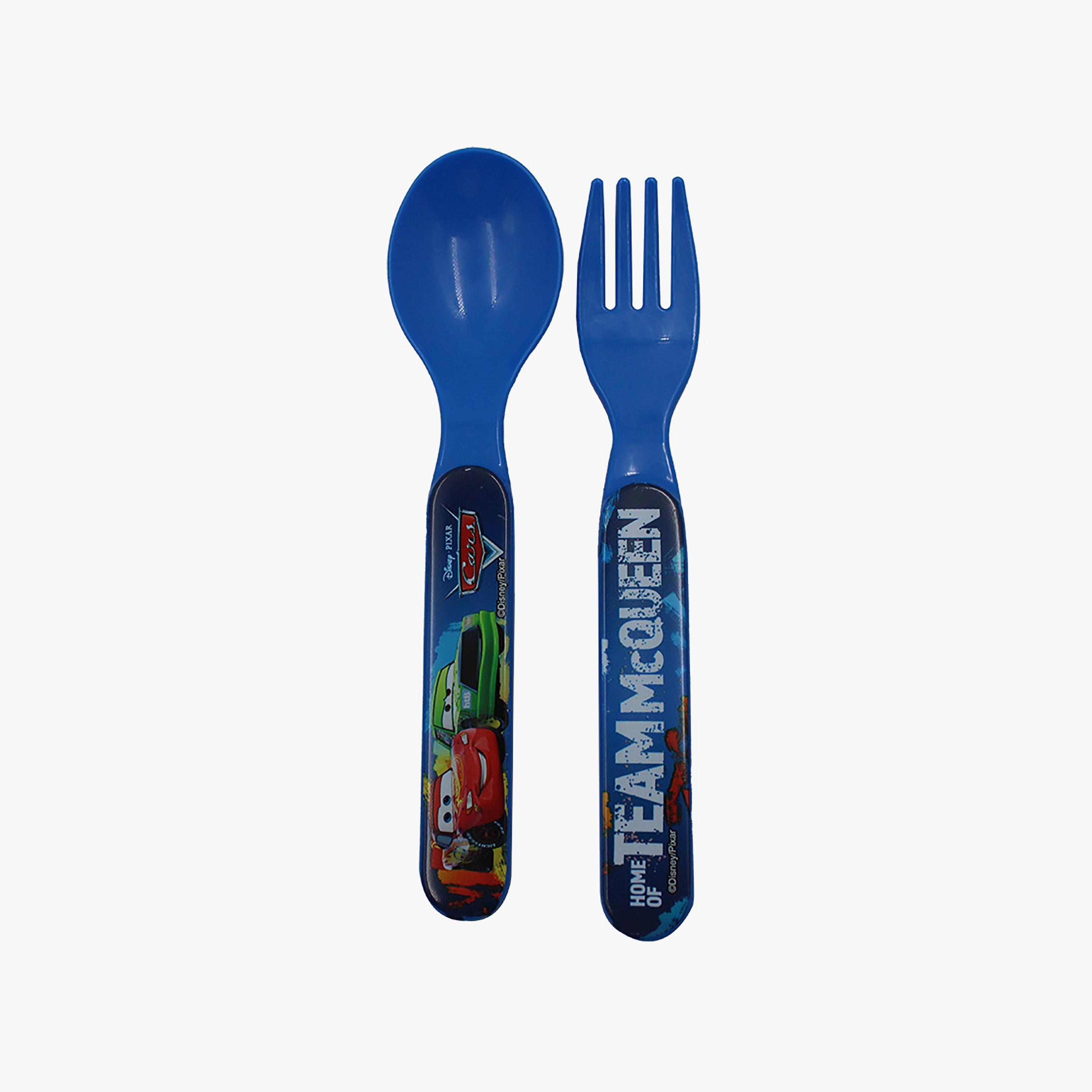 Cars Printed Lunch Box with Cutlery Set - Blue-school-lunchessentials-lunchboxes-image-5
