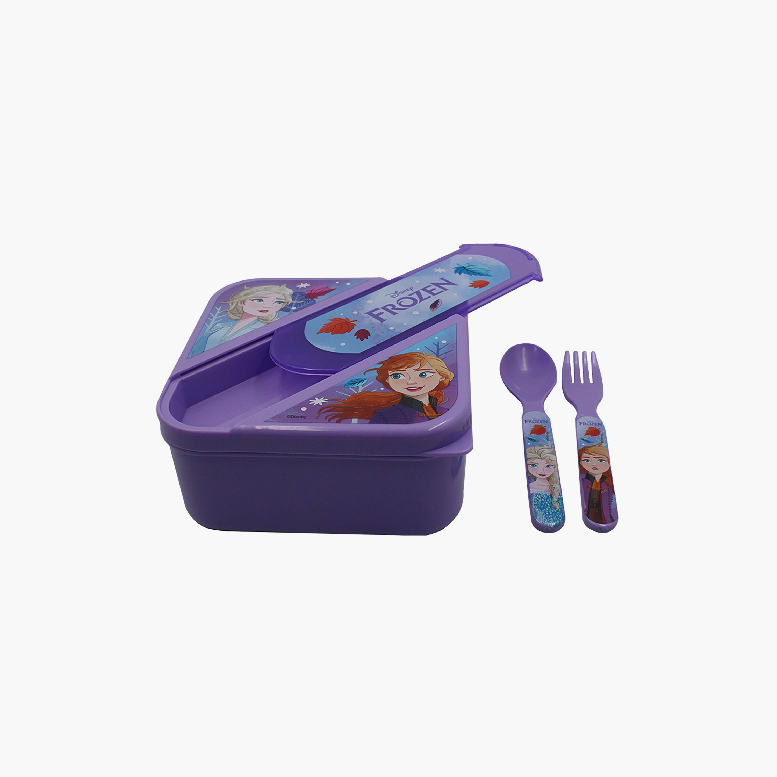 Disney Frozen Printed Lunch Box with Cutlery Set - Purple-school-lunchessentials-lunchboxes-image-4