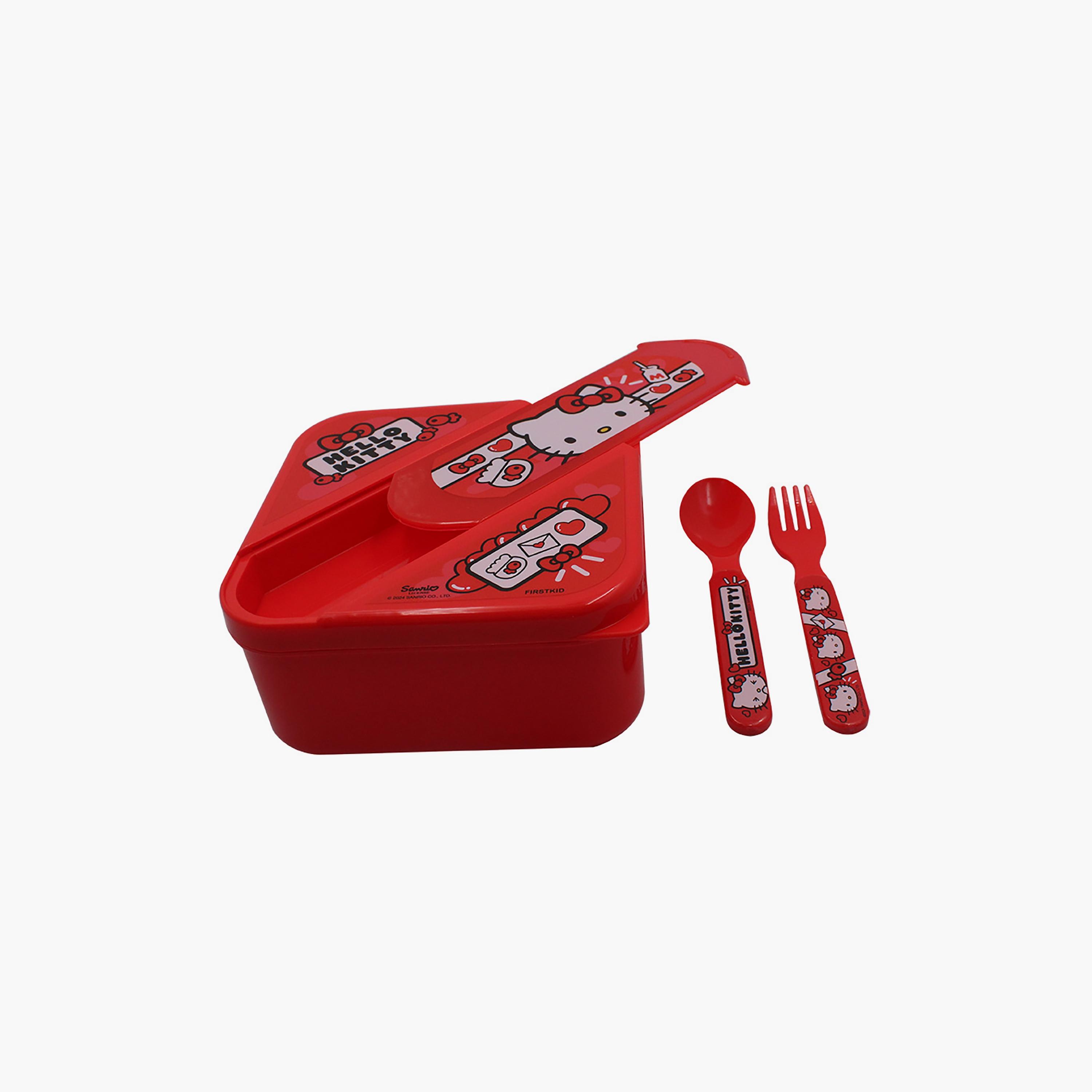 Hello Kitty Printed Lunch Box with Spoon & Fork - Red-school-lunchessentials-lunchboxes-image-4