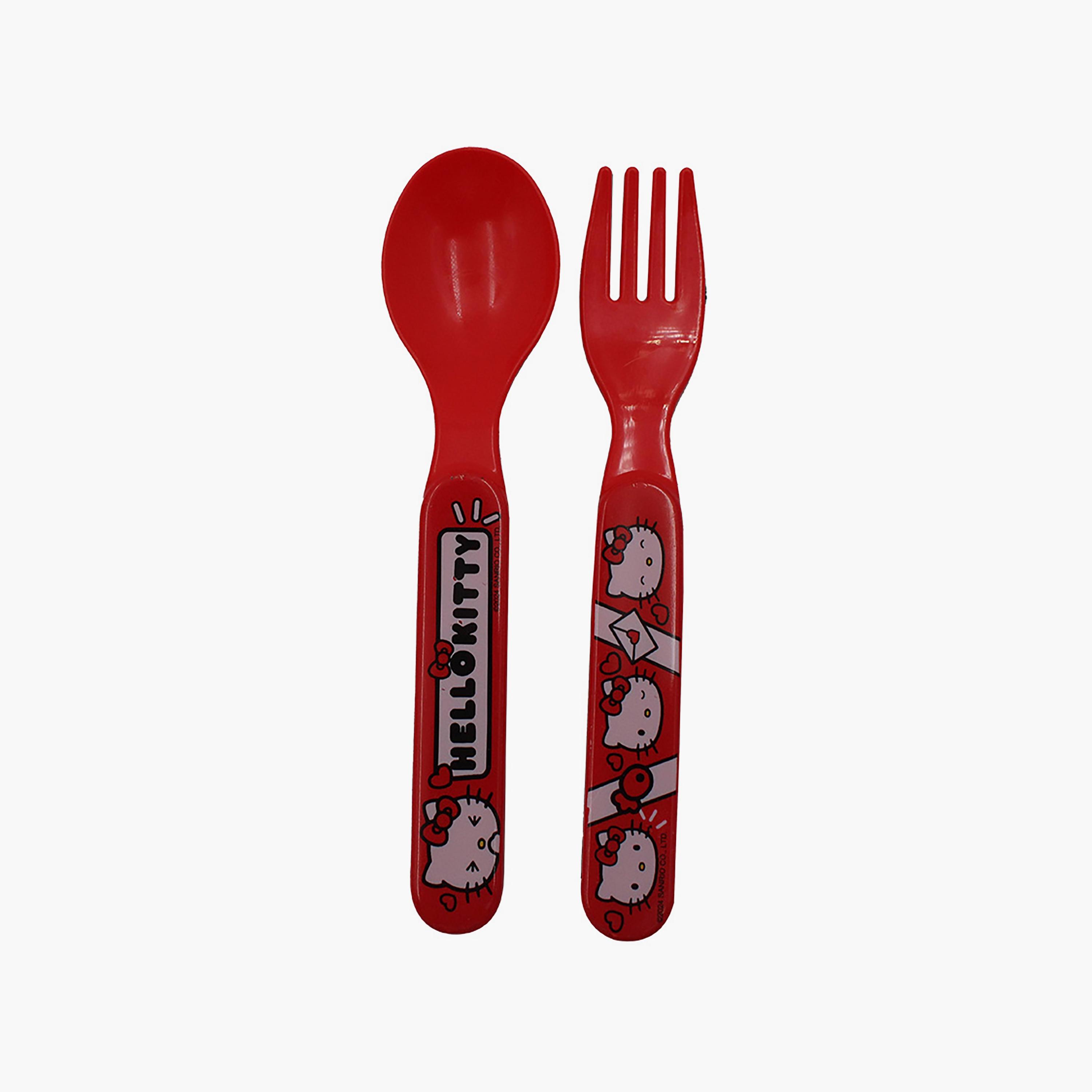 Hello Kitty Printed Lunch Box with Spoon & Fork - Red-school-lunchessentials-lunchboxes-image-5