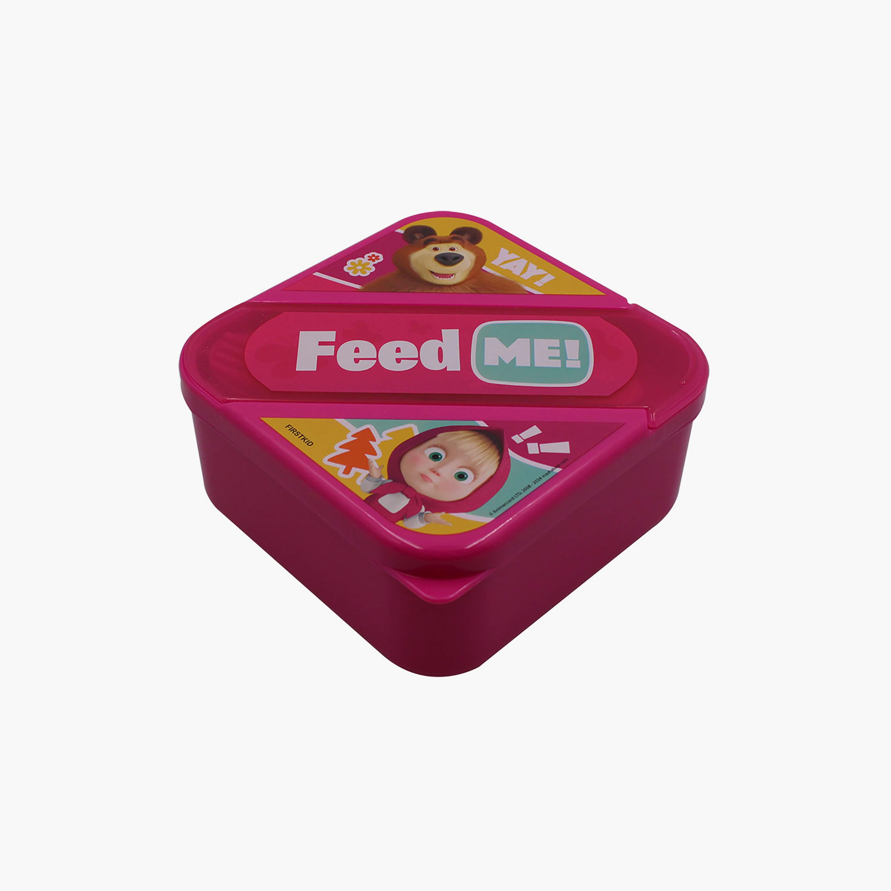 Masha and the Bear Printed Lunch Box with Cutlery Set - Pink-school-lunchessentials-lunchboxes-image-2