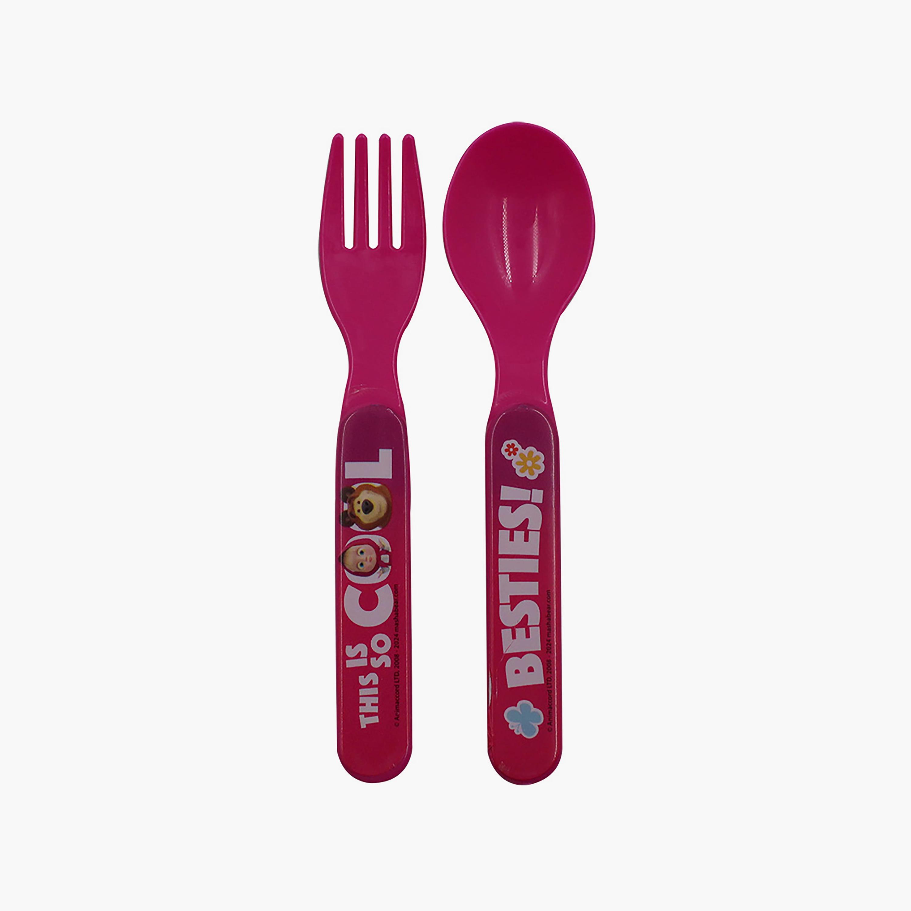 Masha and the Bear Printed Lunch Box with Cutlery Set - Pink-school-lunchessentials-lunchboxes-image-4