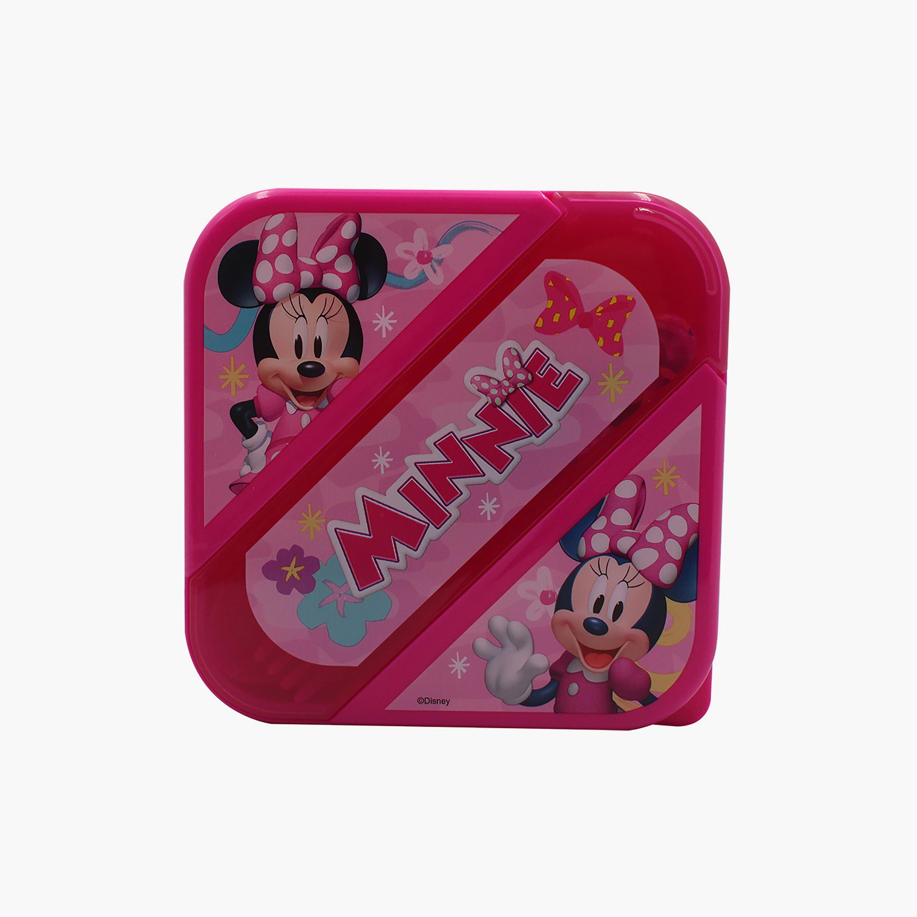 Disney Minnie Mouse Printed Lunch Box with Cutlery Set - Pink-school-lunchessentials-lunchboxes-image-2