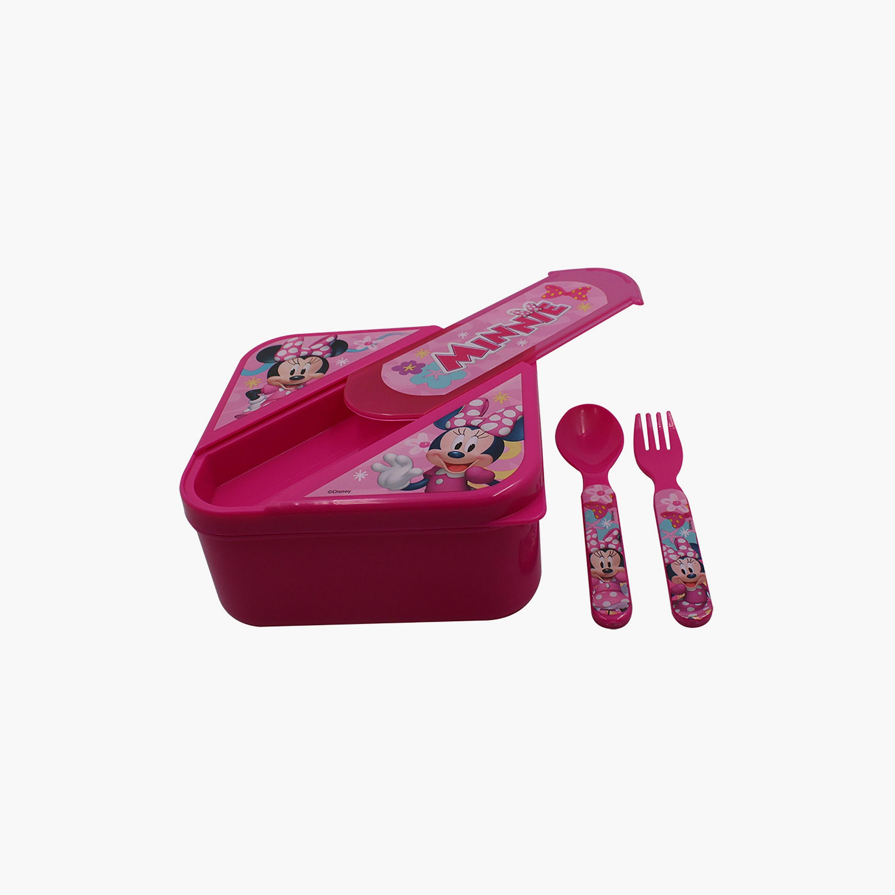 Disney Minnie Mouse Printed Lunch Box with Cutlery Set - Pink-school-lunchessentials-lunchboxes-image-4