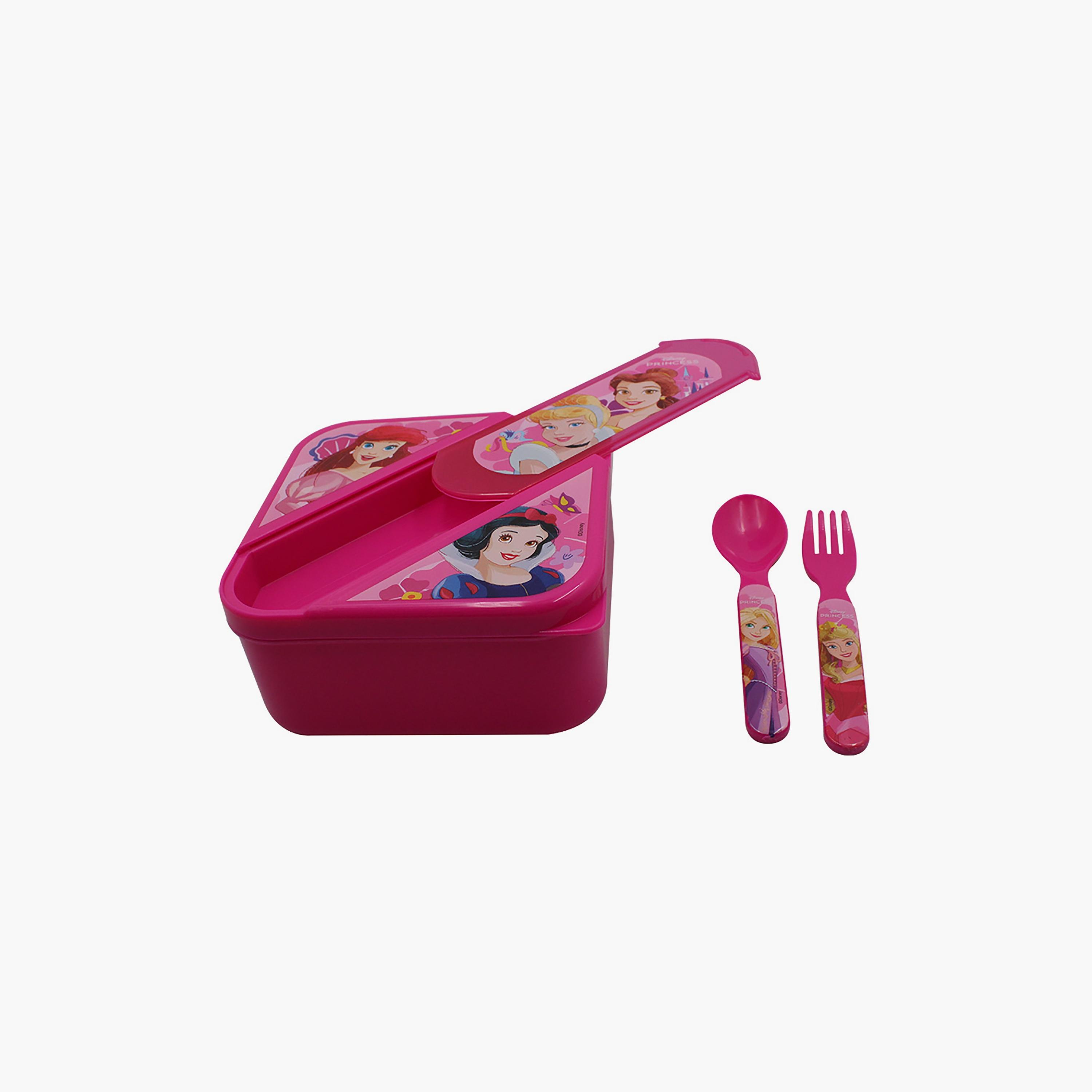 Disney Princess Printed Lunch Box with Cutlery Set - Pink-school-lunchessentials-lunchboxes-image-4