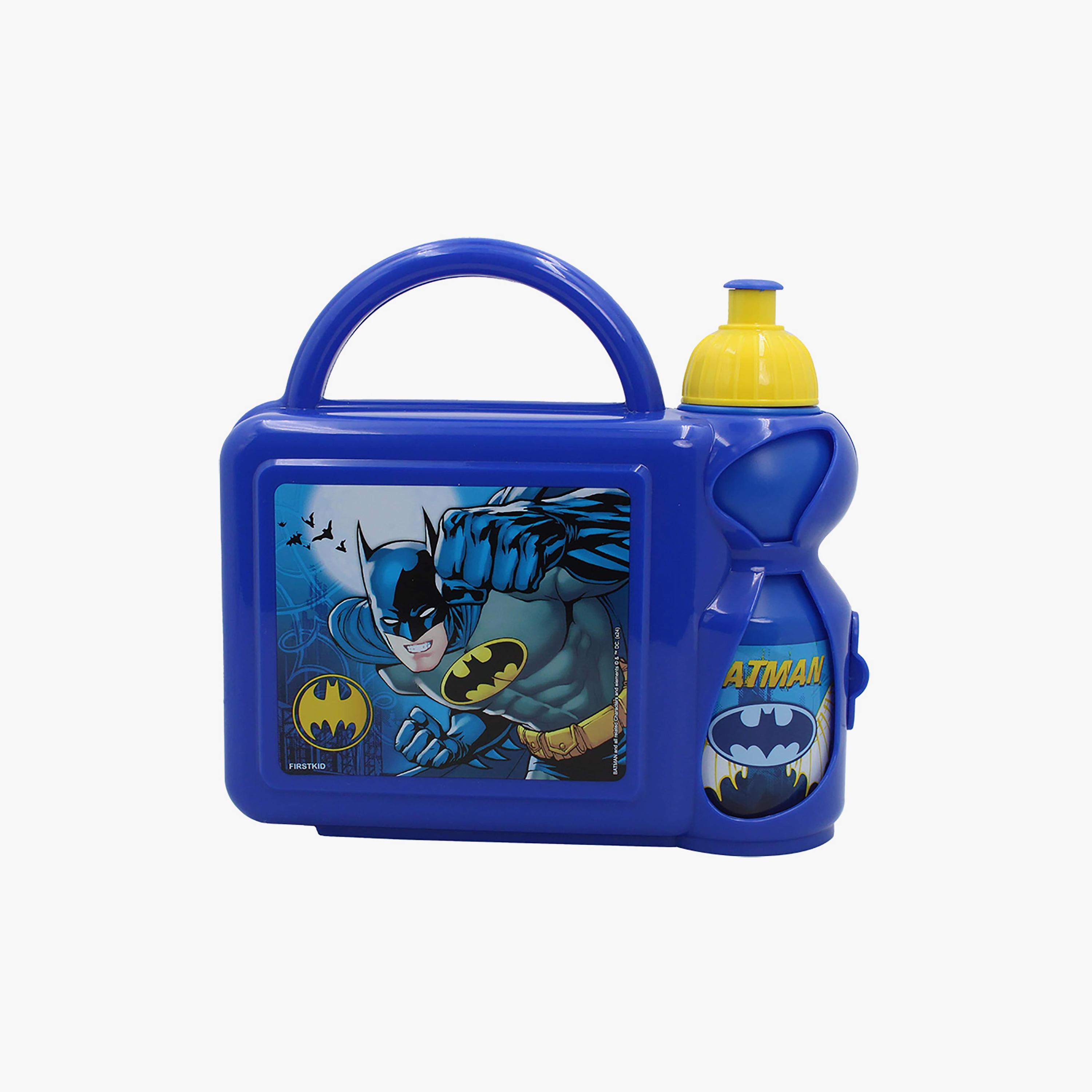 Batman Printed Lunchbox with Water Bottle - Blue - 350 ml-school-lunchessentials-lunchboxes-image-1