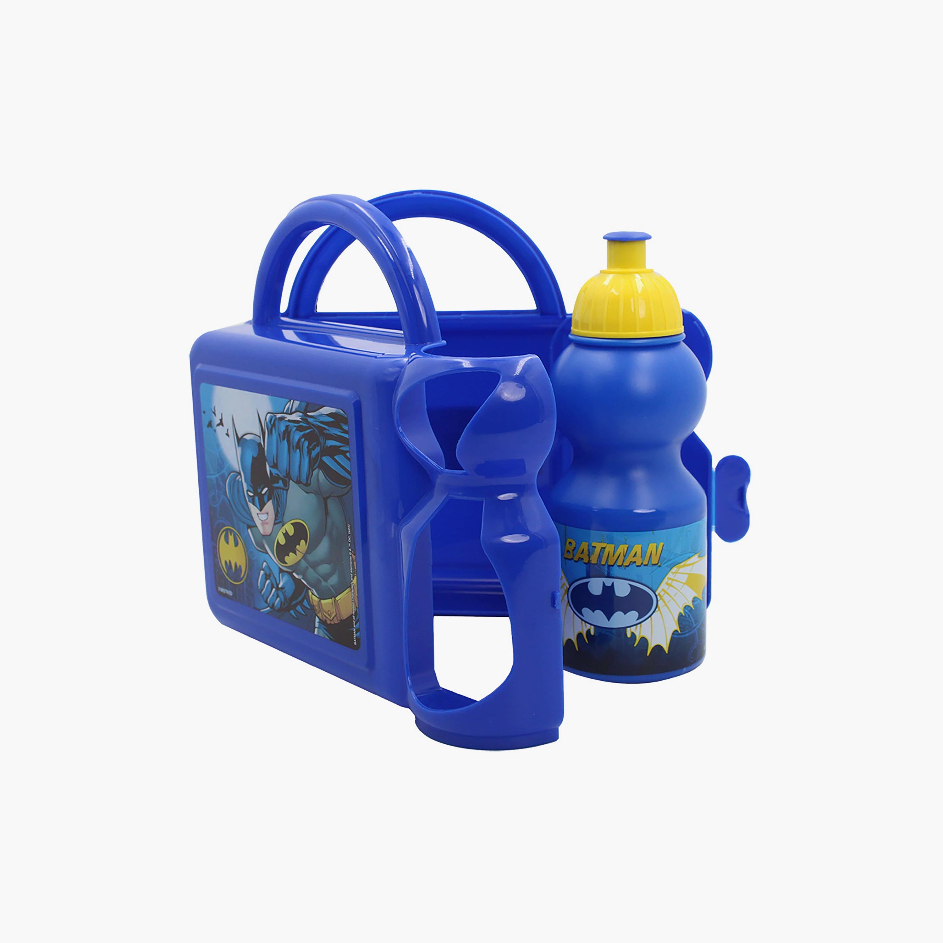 صندوق غداء مع زجاجة مياه بطبعة باتمان - أزرق - 350 مل-school-lunchessentials-lunchboxes-image-2
