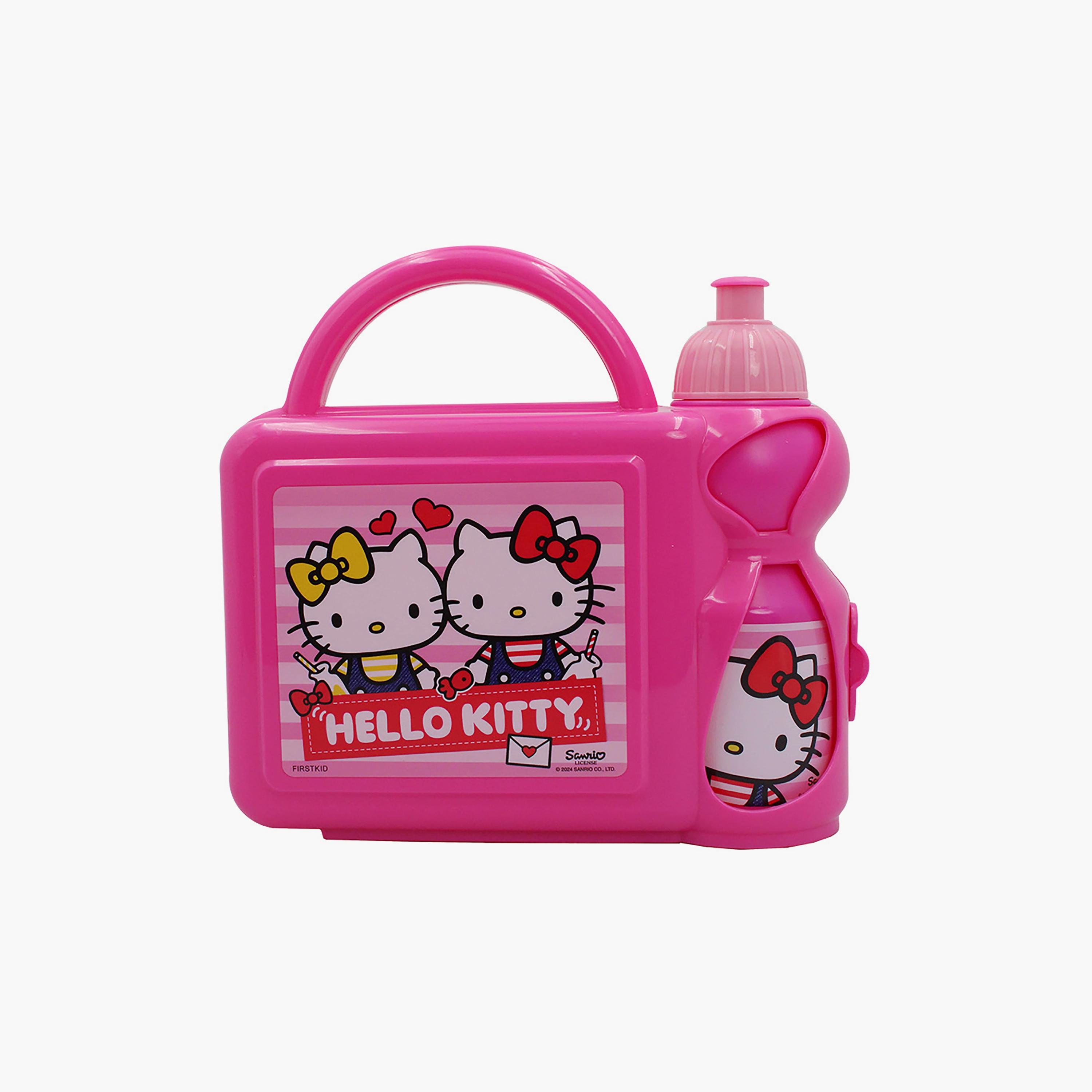 Hello Kitty Printed Lunchbox with Water Bottle - Pink - 350 ml-school-lunchessentials-lunchboxes-image-1