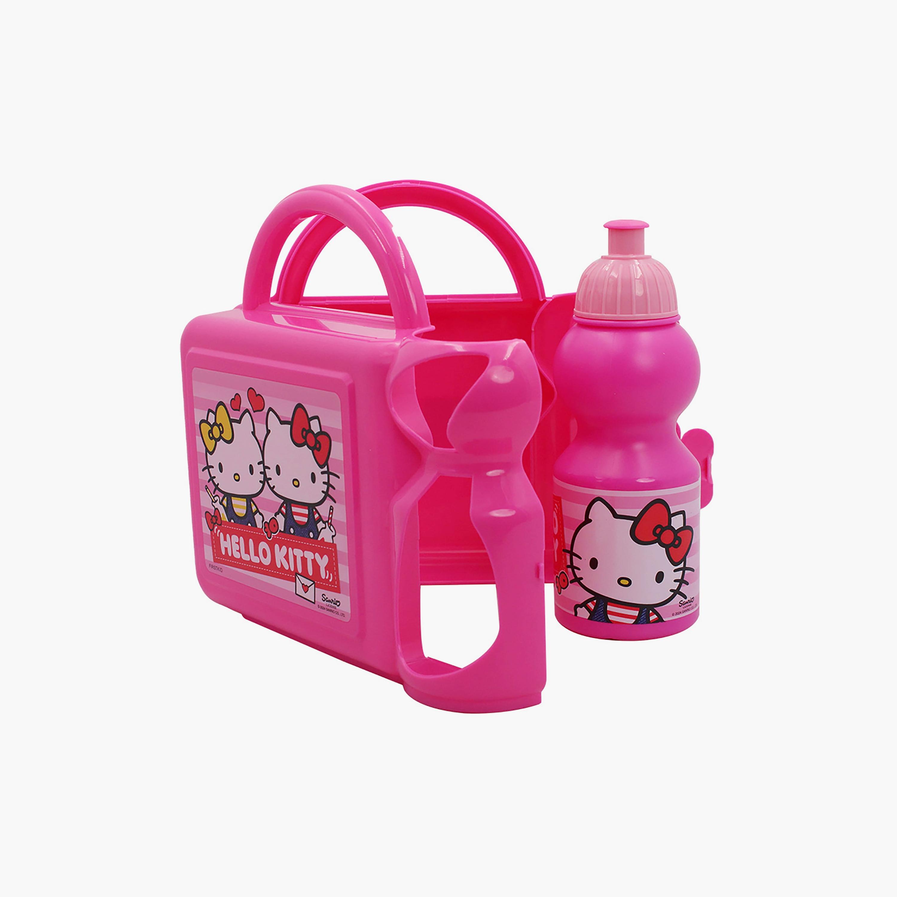 Hello Kitty Printed Lunchbox with Water Bottle - Pink - 350 ml-school-lunchessentials-lunchboxes-image-2