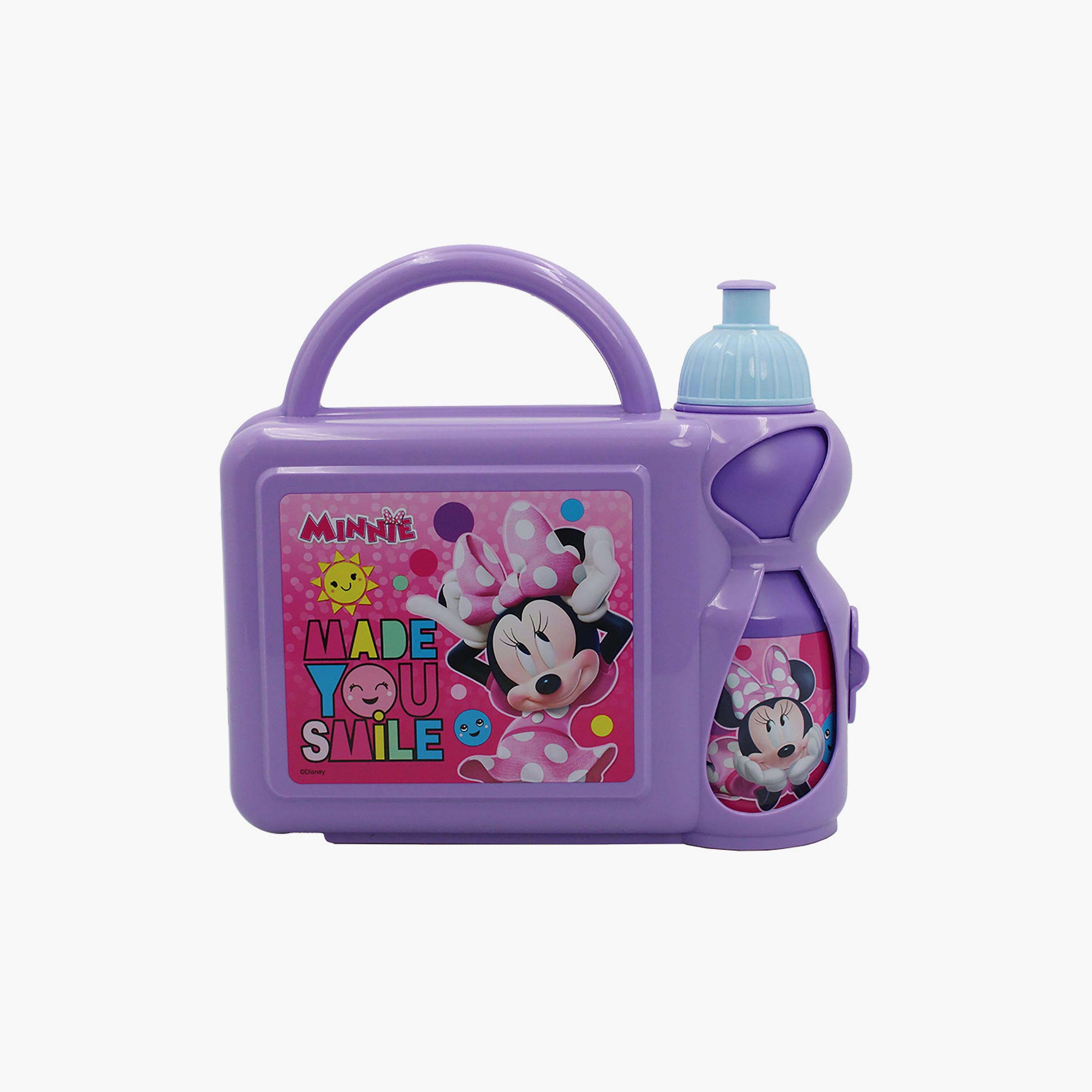 Disney Minnie Mouse Printed Lunchbox with Water Bottle - Purple - 350 ml-school-lunchessentials-lunchboxes-image-1